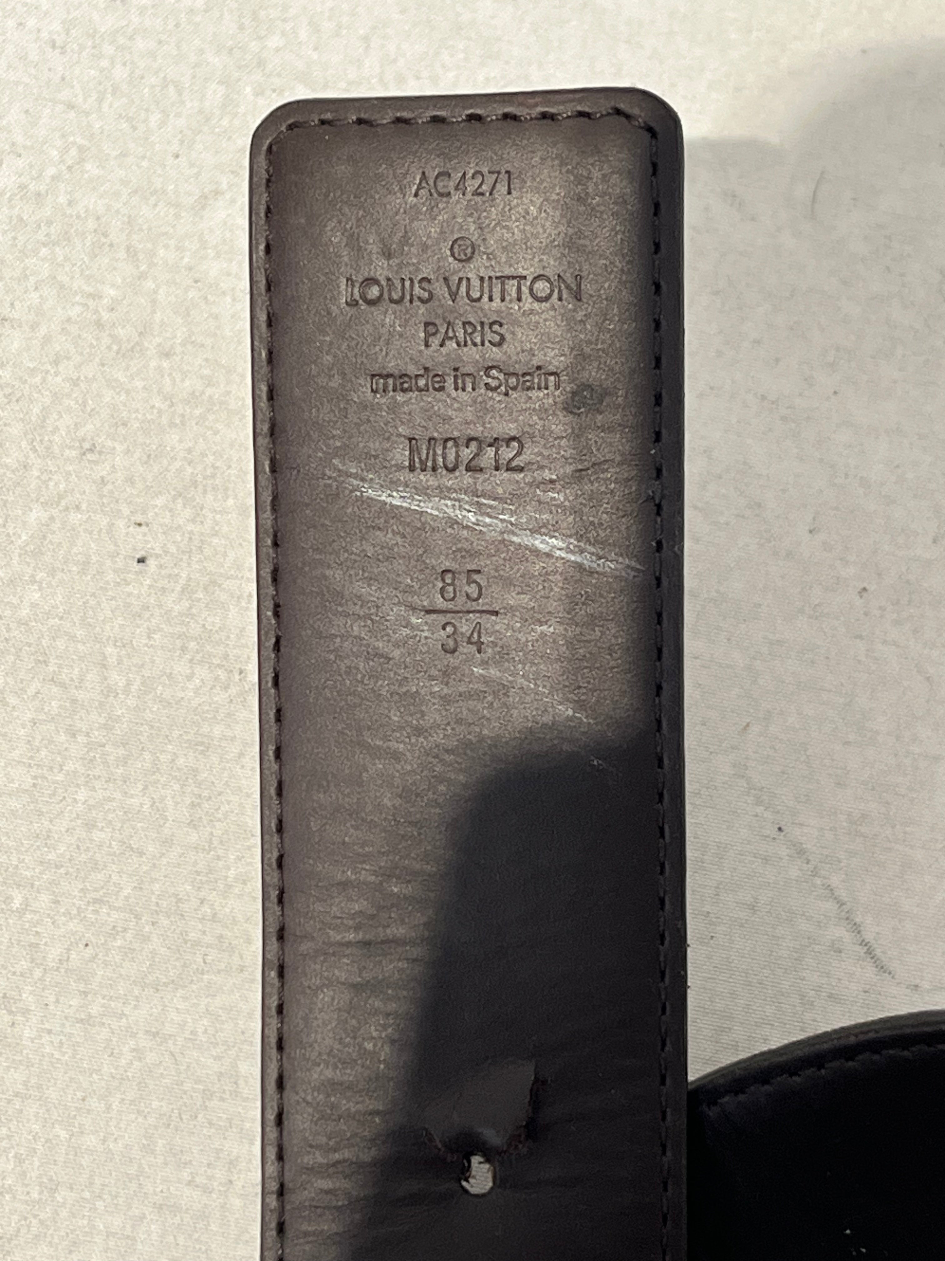 LOUIS VUITTON/Belt/All Over Print/Leather/BRW/M's/intiales belt view 5