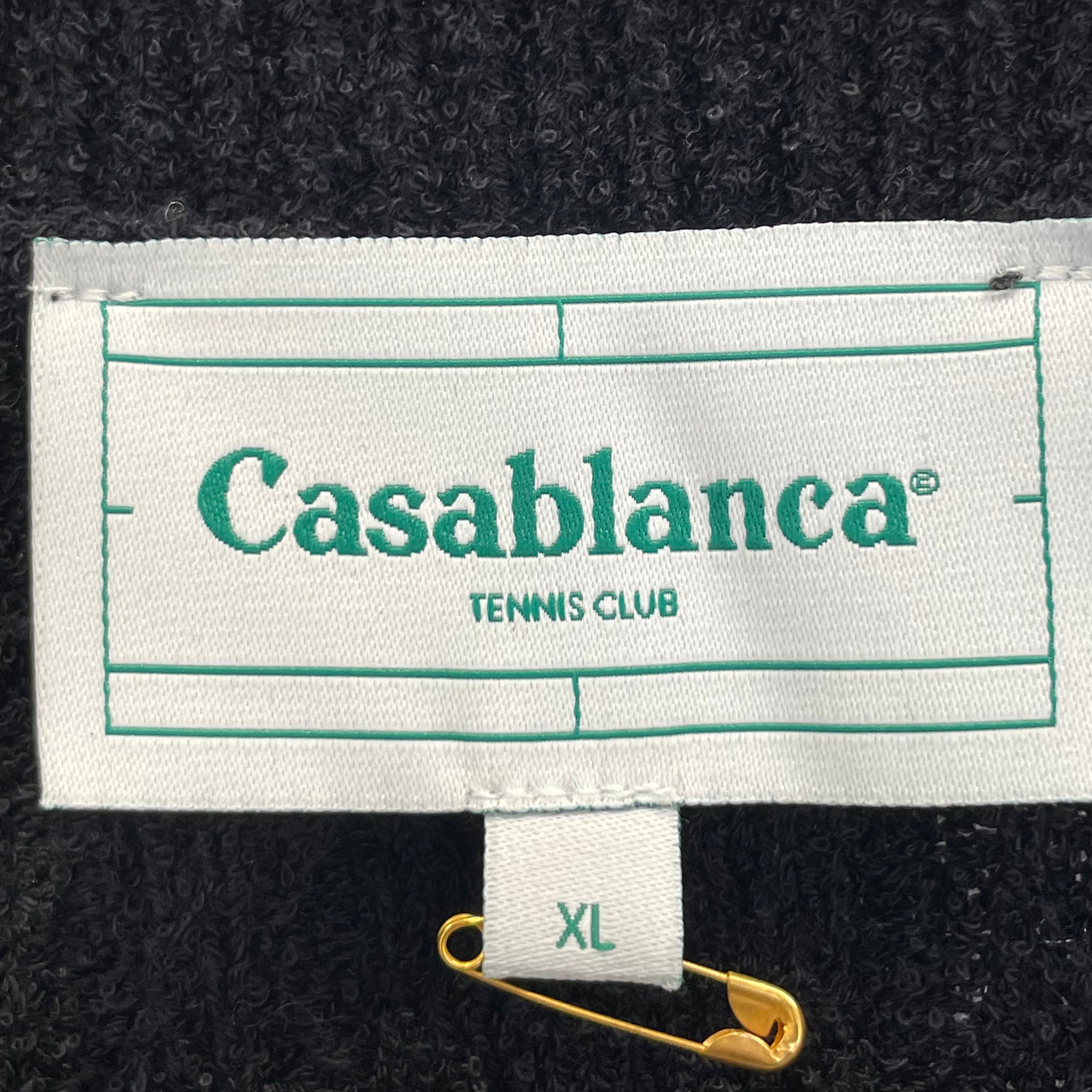 CASABLANCA/SS Shirt/XL/Cotton/BLK/boucle knit/red logo/pearl but view 3
