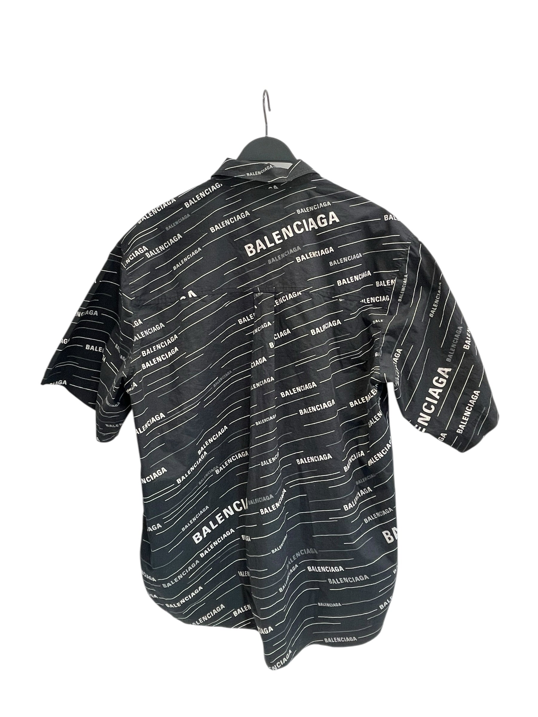BALENCIAGA/SS Shirt/40/Cotton/BLK/All Over Print/LOGO BUTTON UP view 2