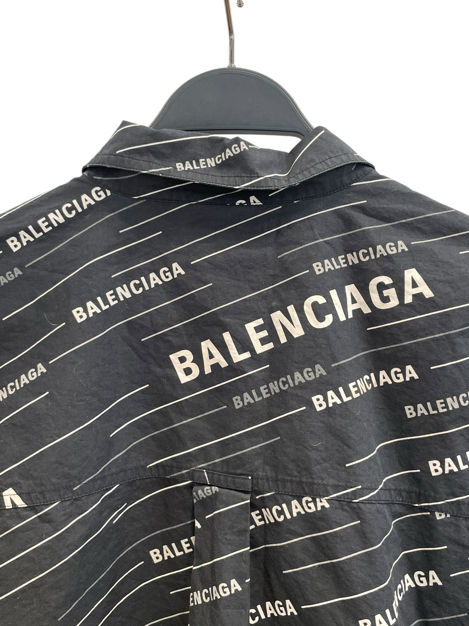 BALENCIAGA/SS Shirt/40/Cotton/BLK/All Over Print/LOGO BUTTON UP view 4