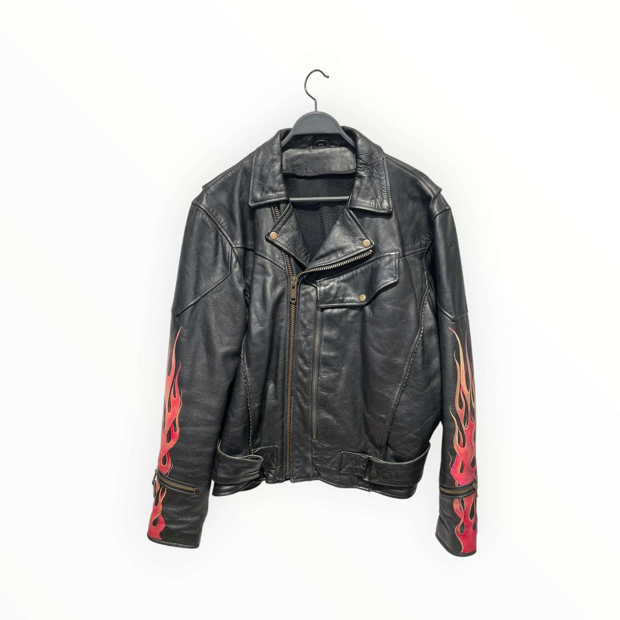 Vintage/Leather Jkt/44/Leather/BLK/Graphic/cross back graphic view 1
