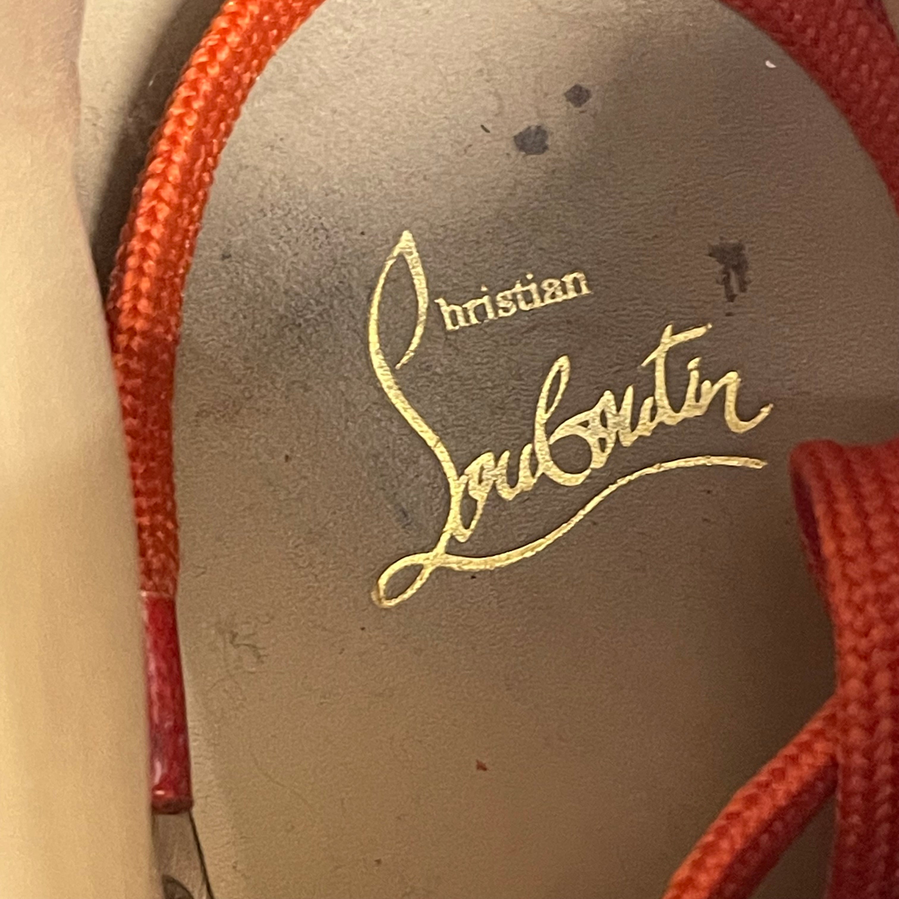 Christian Louboutin/Hi-Sneakers/EU 40/Leather/ORN/orange studs/ orang laces view 4