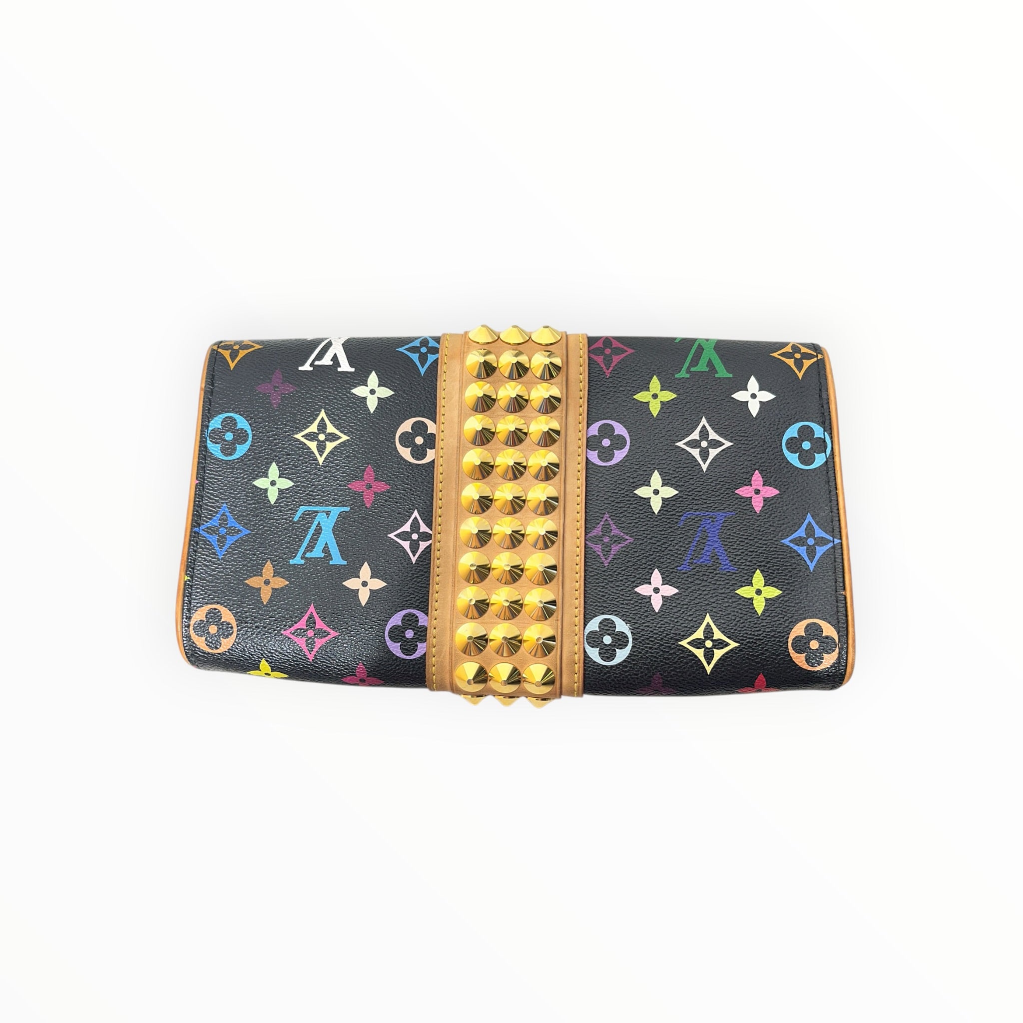 LOUIS VUITTON/Clutch Bag/Monogram/Leather/BLK/MULTICOLOR MONO / SPIKES view 2