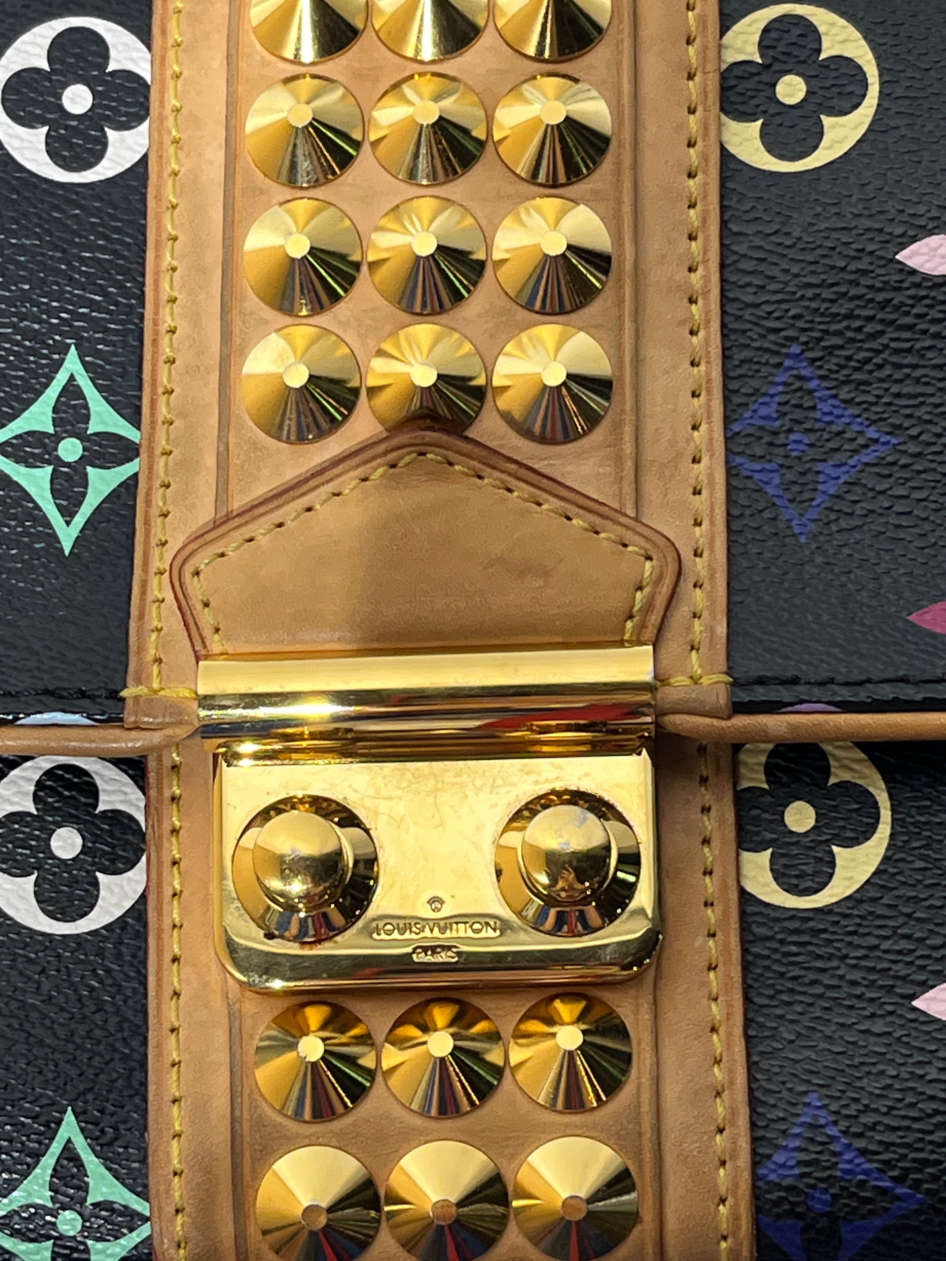 LOUIS VUITTON/Clutch Bag/Monogram/Leather/BLK/MULTICOLOR MONO / SPIKES view 3