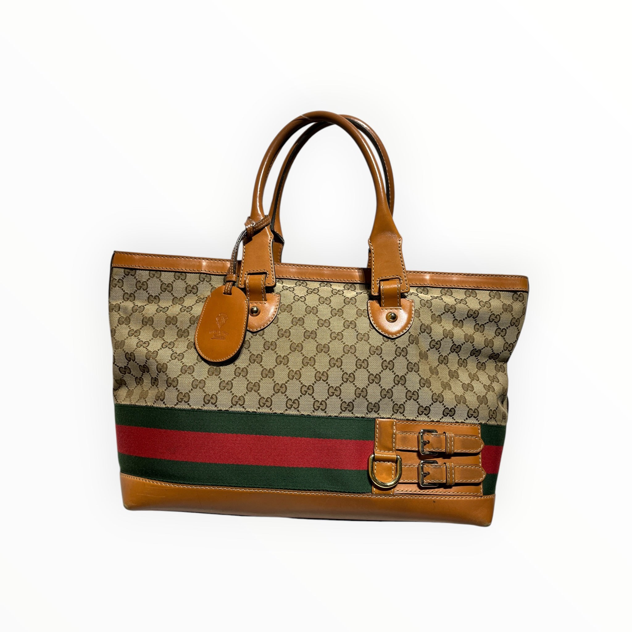 GUCCI/Tote Bag/Monogram/Cotton/CML/Heritage Web Tote view 1