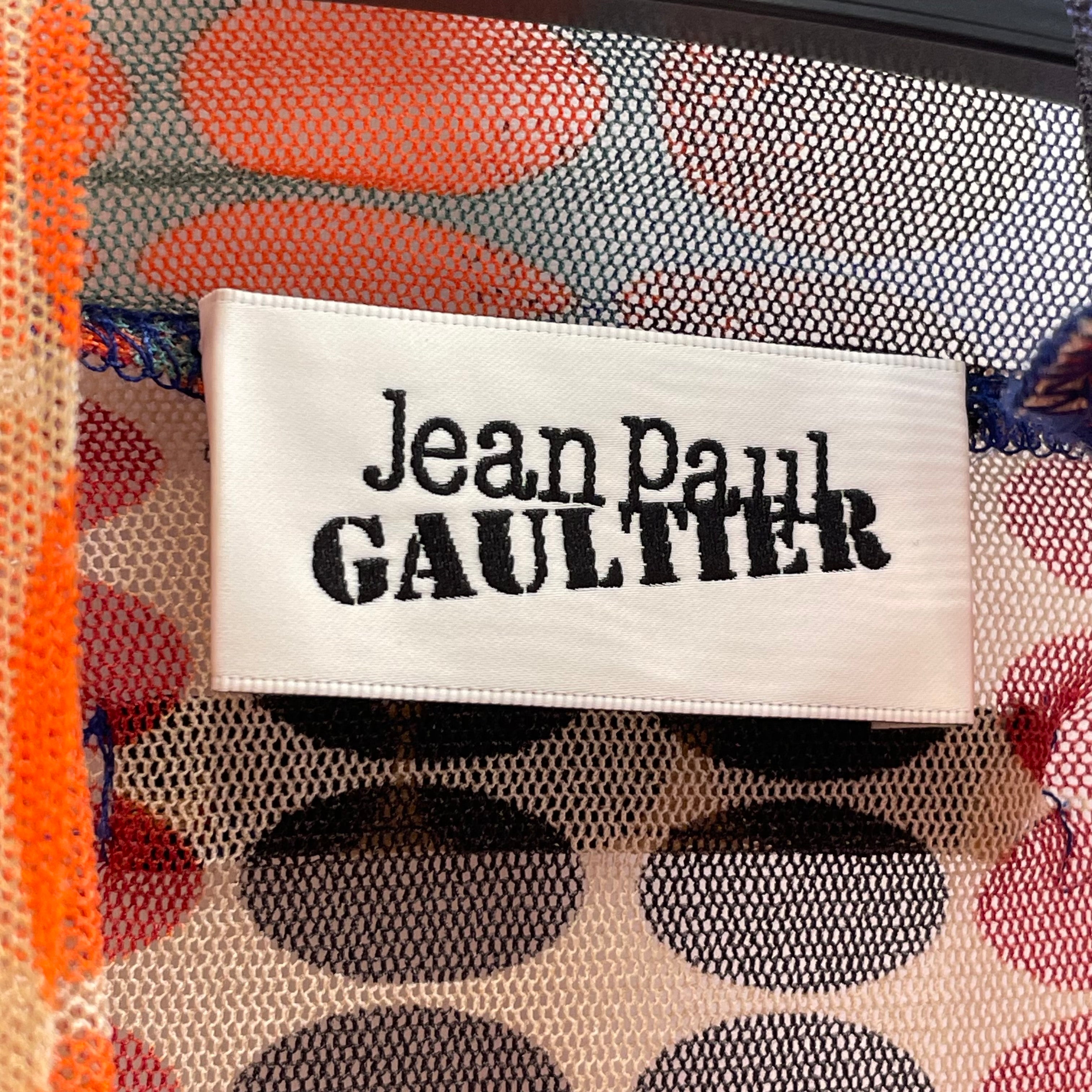 Jean Paul Gaultier/LS Blouse/M/Polka dot/Polyester/MLT/turtle neck/mesh/graphic view 3