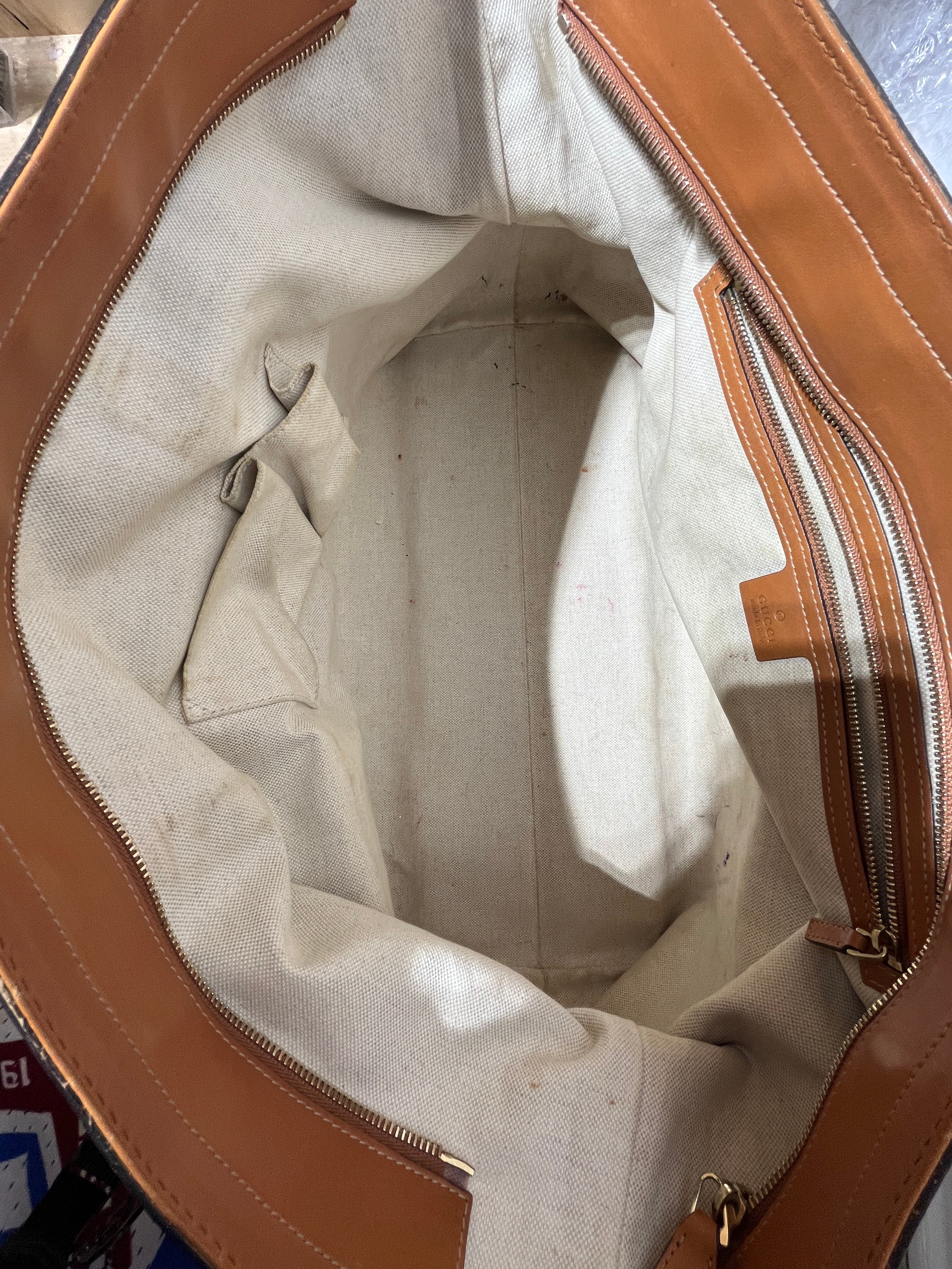 GUCCI/Tote Bag/Monogram/Cotton/CML/Heritage Web Tote view 5