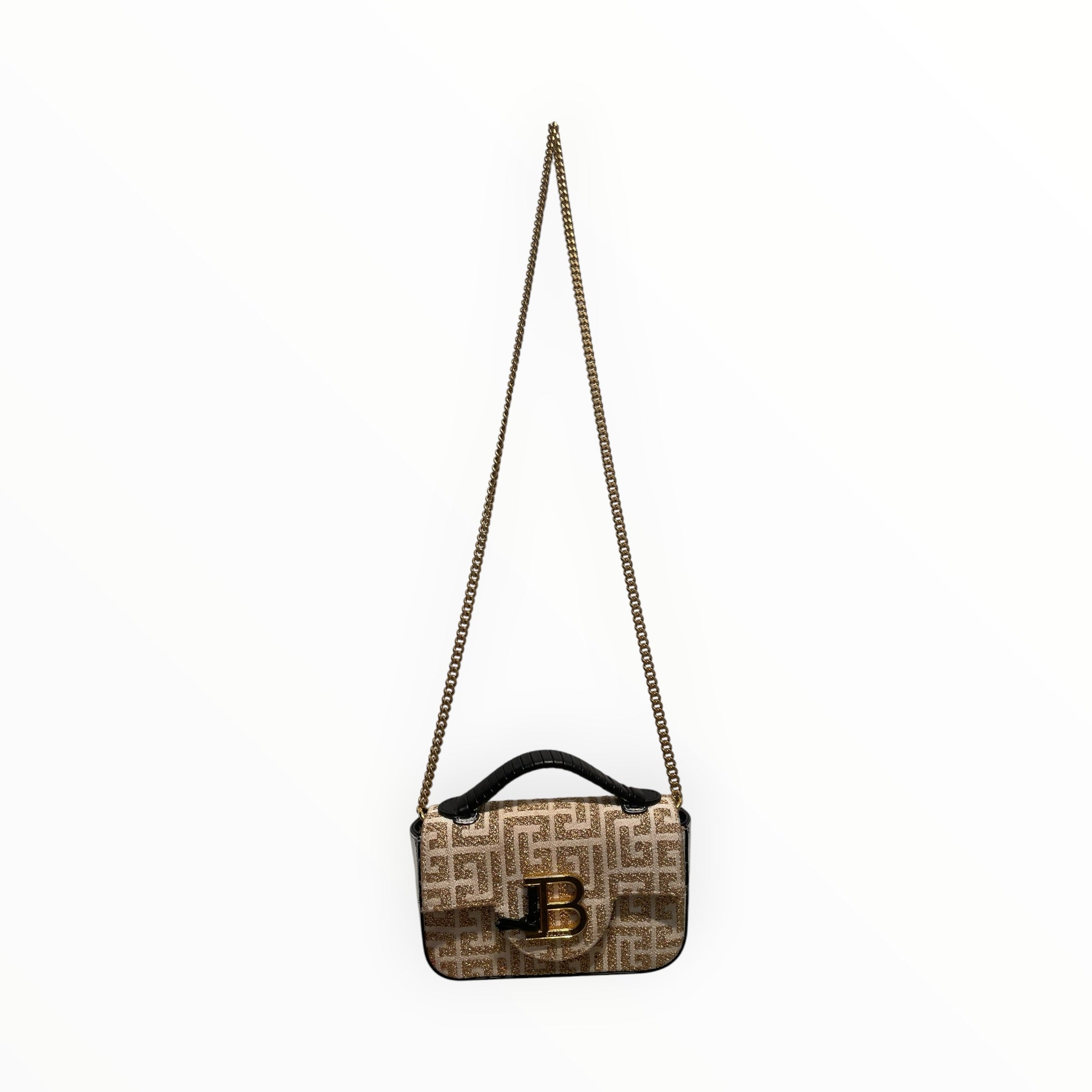 BALMAIN/Cross Body Bag/Monogram/Cotton/GLD/b-buzz mini shoulder bag view 3