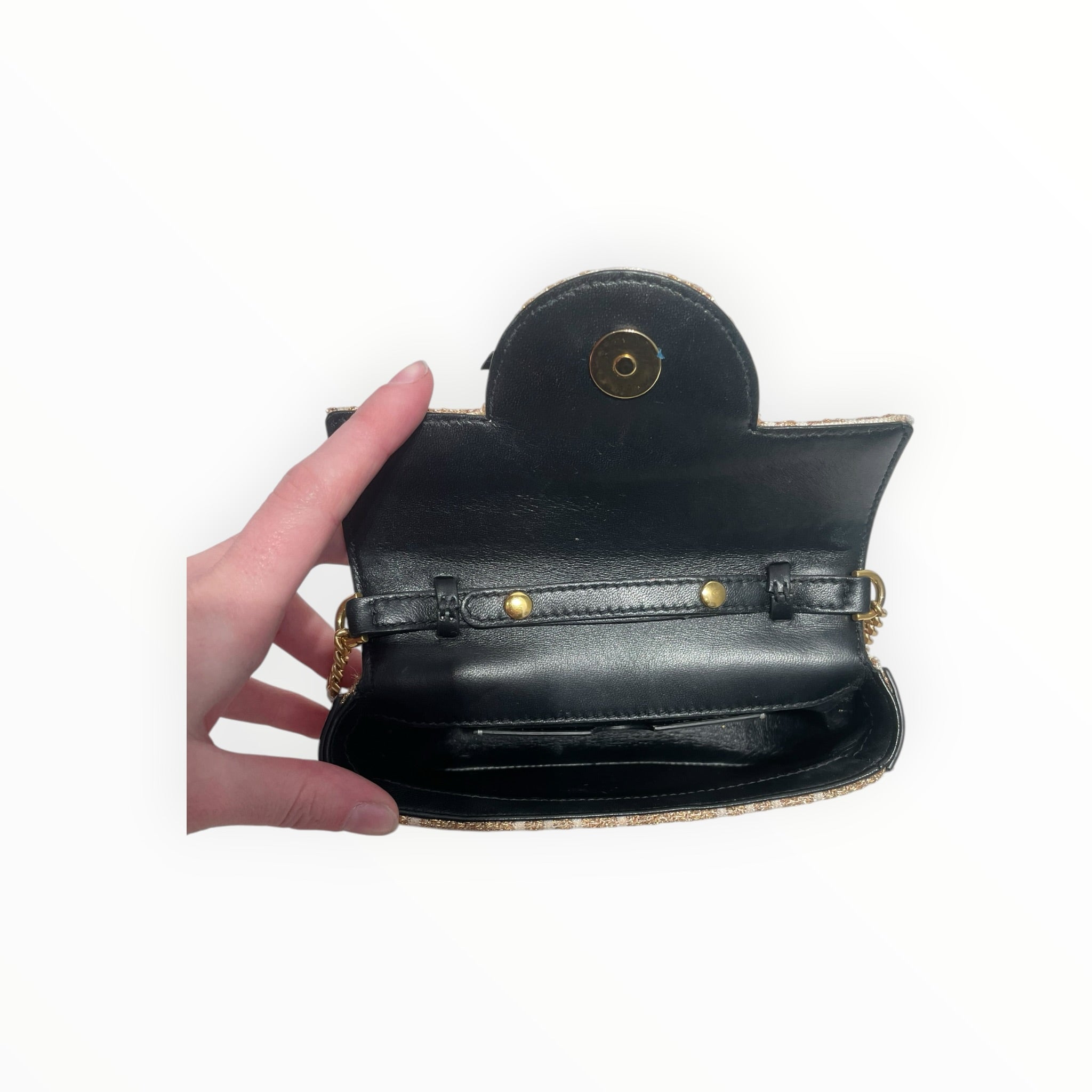 BALMAIN/Cross Body Bag/Monogram/Cotton/GLD/b-buzz mini shoulder bag view 7