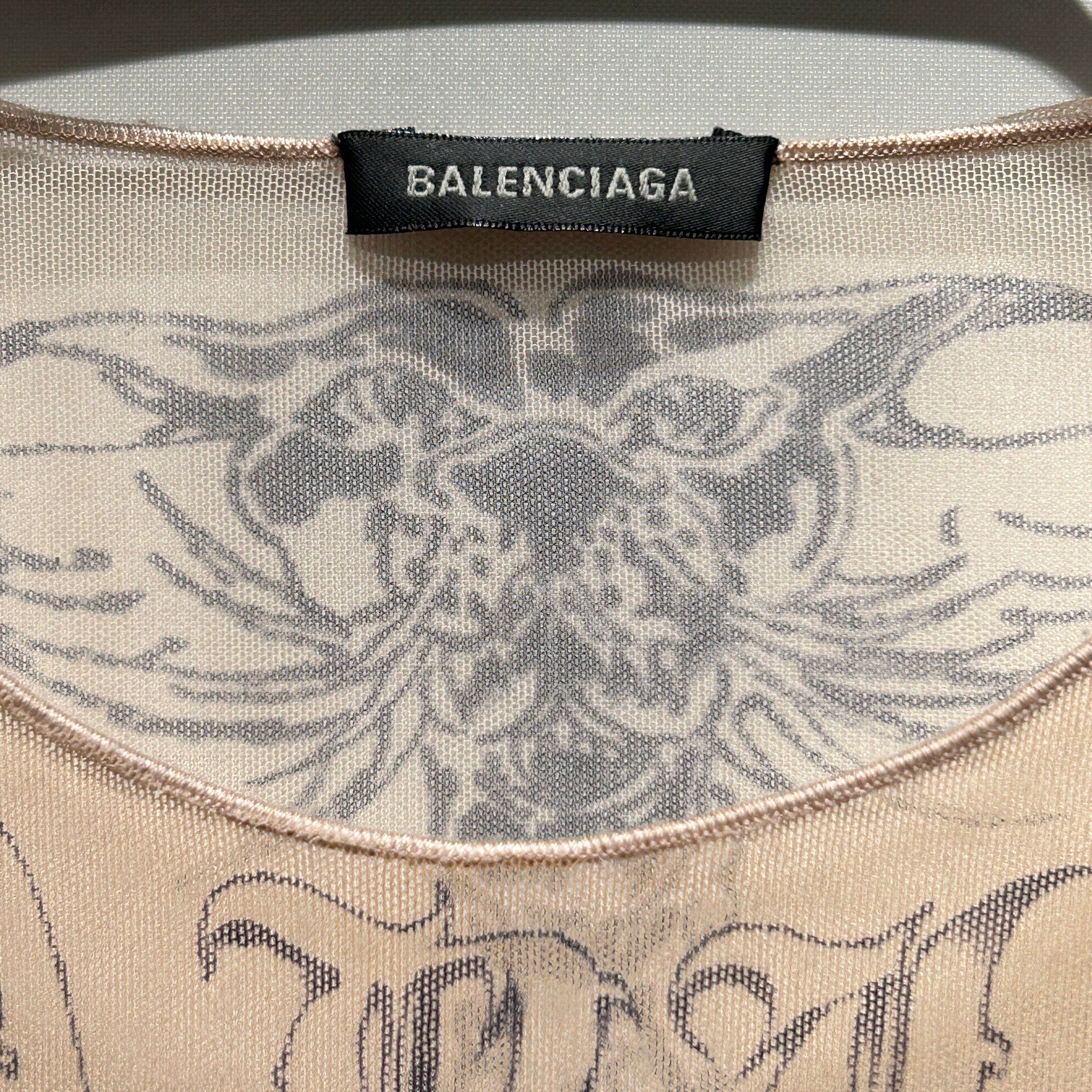 BALENCIAGA/LS Cut & Sew/M/All Over Print/Polyester/BEG/TATTOO PRINT view 3