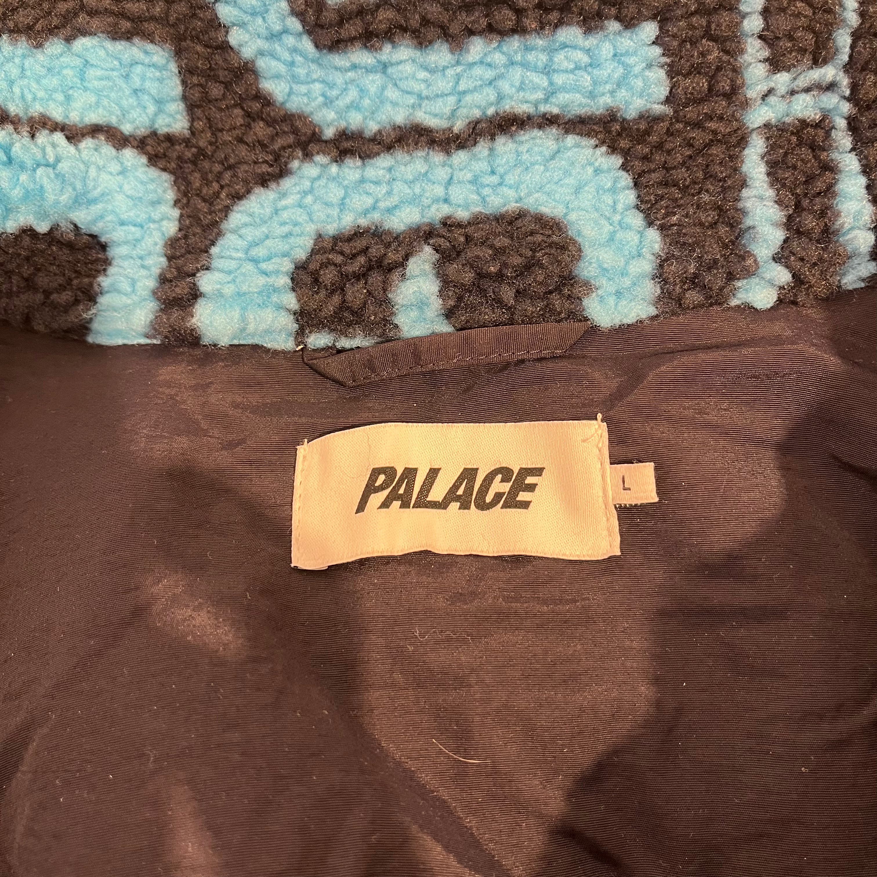 PALACE/Fleece Jkt/L/Cotton/NVY/AOP LOGO NAVY/BLUE view 3