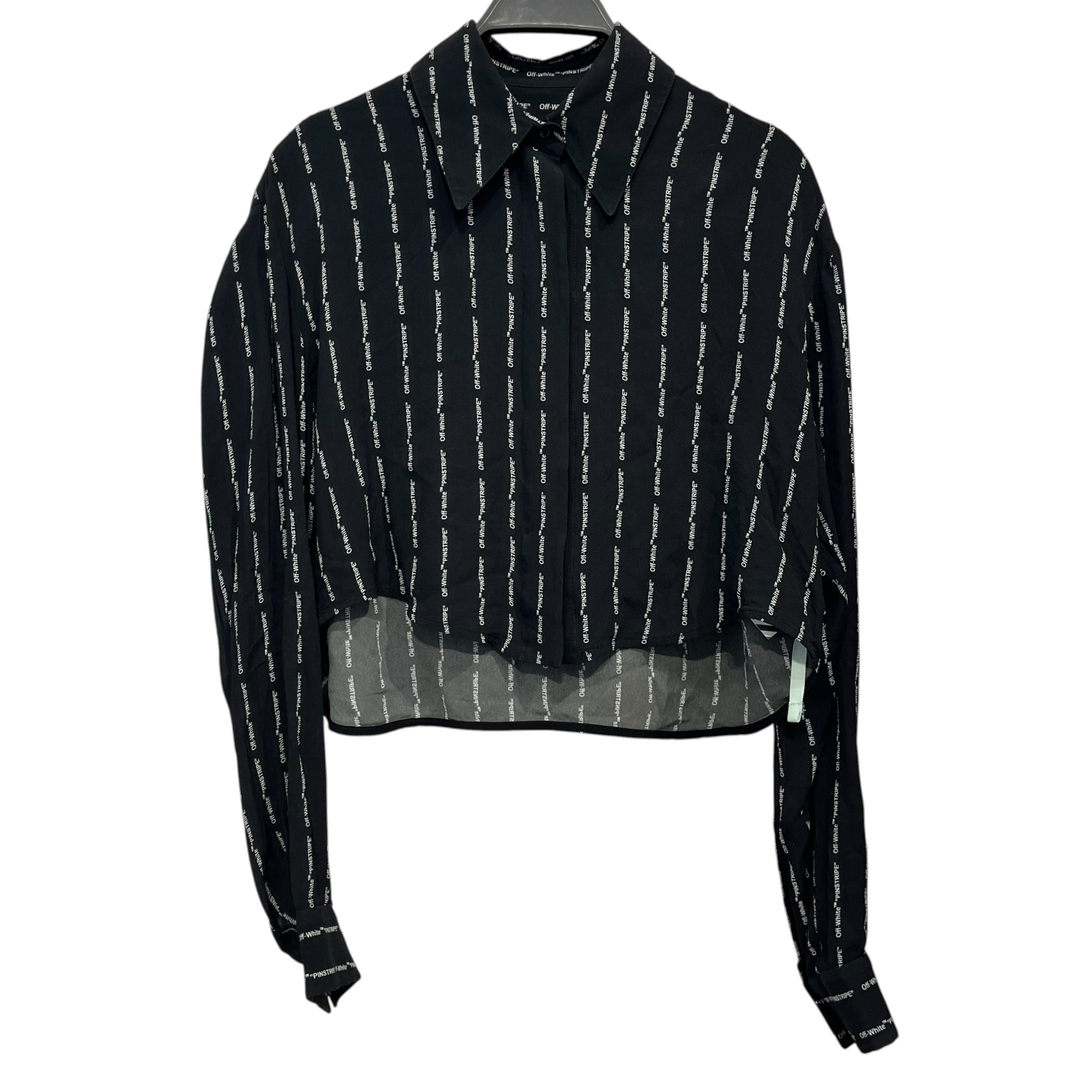 OFF-WHITE/LS Blouse/40/Monogram/Polyester/BLK/ view 1