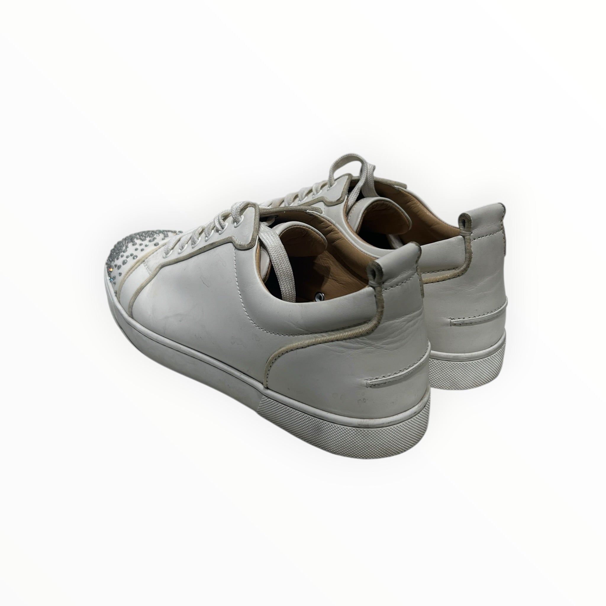 Christian Louboutin/Low-Sneakers/EU 46/Leather/WHT/RHINESTONED view 2