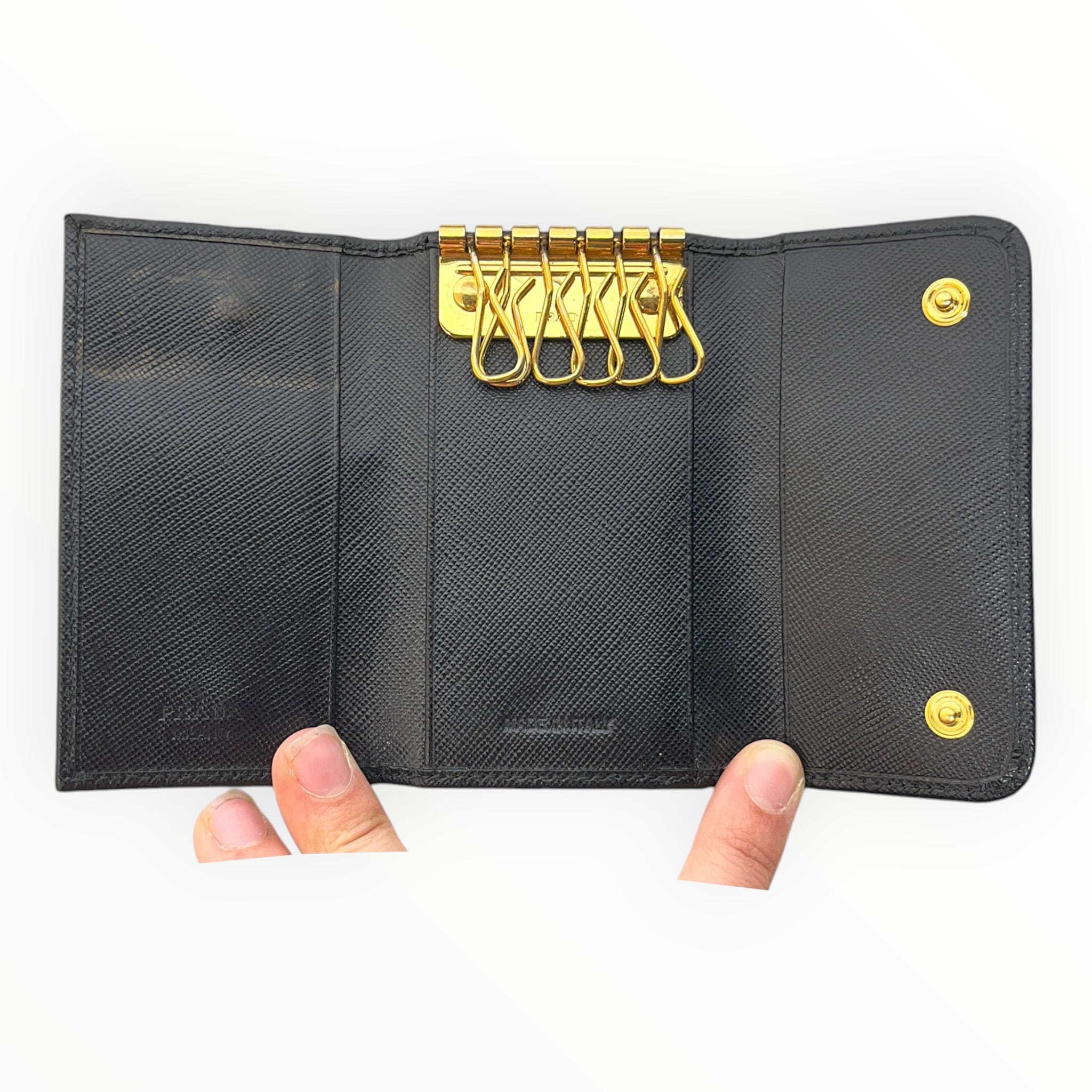 PRADA/Key Holder/Leather/BLK/M's/GOLD Accents view 4