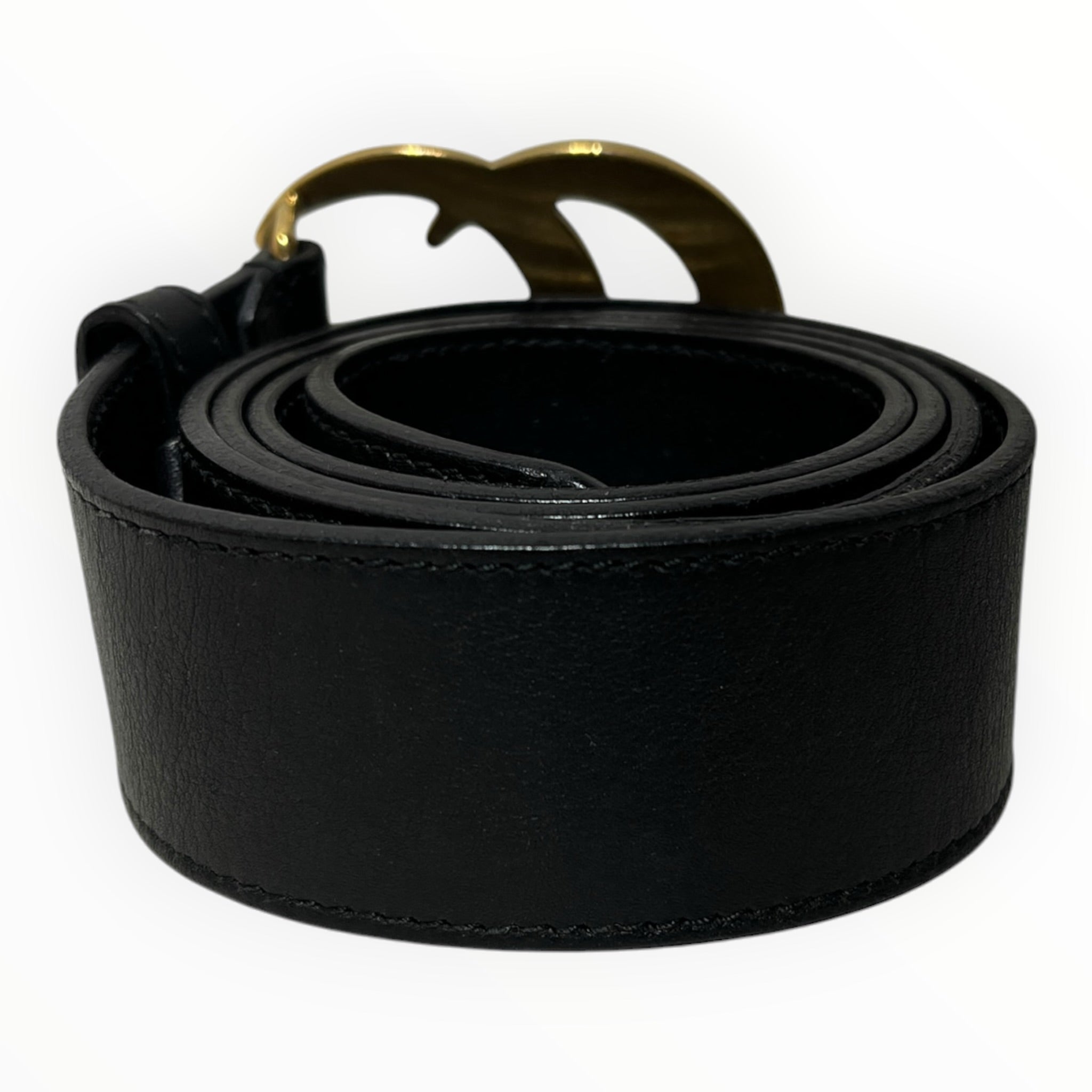 GUCCI/Belt/Leather/BLK/M's/Gold GG Buckle view 2