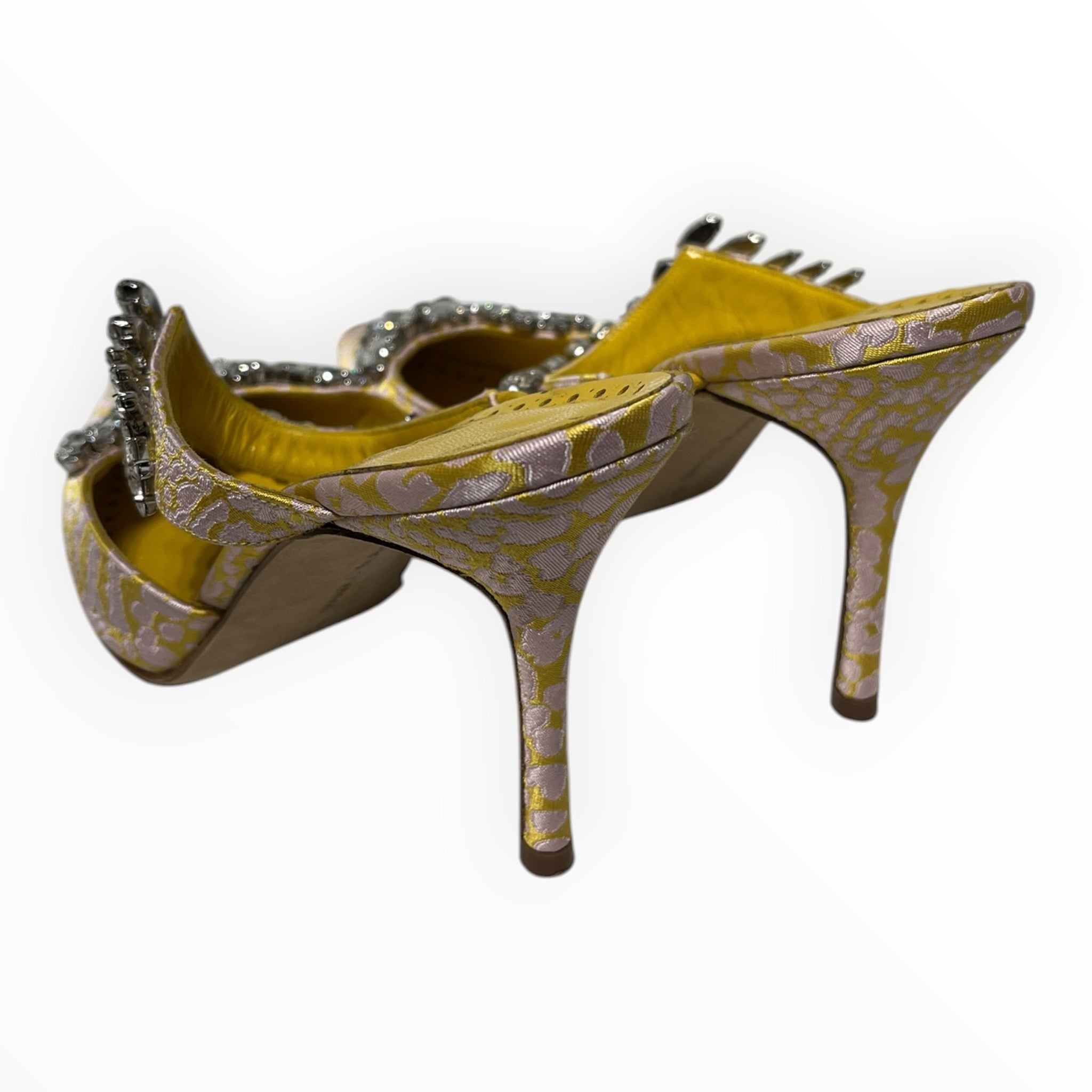 MANOLO BLAHNIK/Heels/EU 37/Leopard/Cotton/YEL/CRYSTAL LEAVES view 2