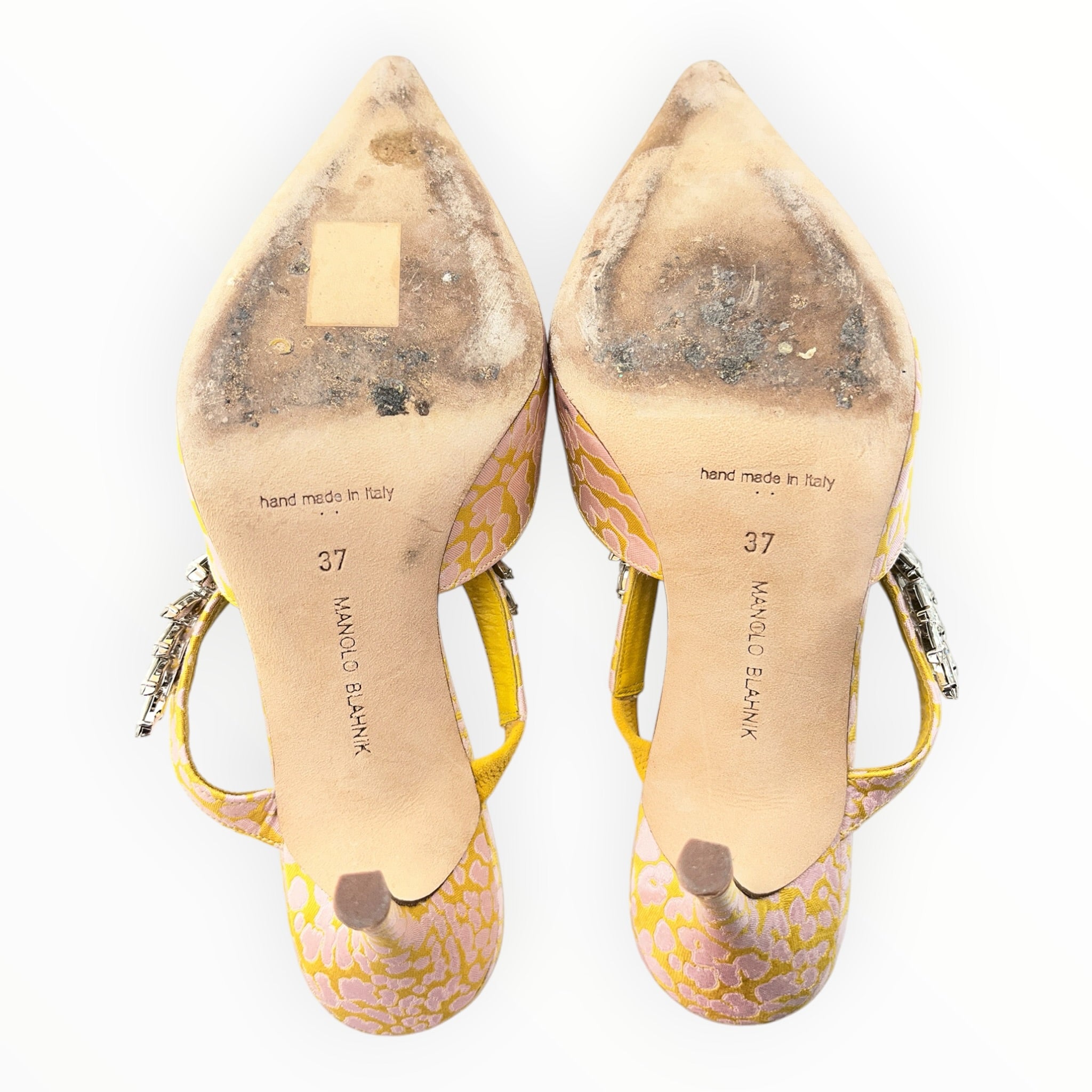 MANOLO BLAHNIK/Heels/EU 37/Leopard/Cotton/YEL/CRYSTAL LEAVES view 3
