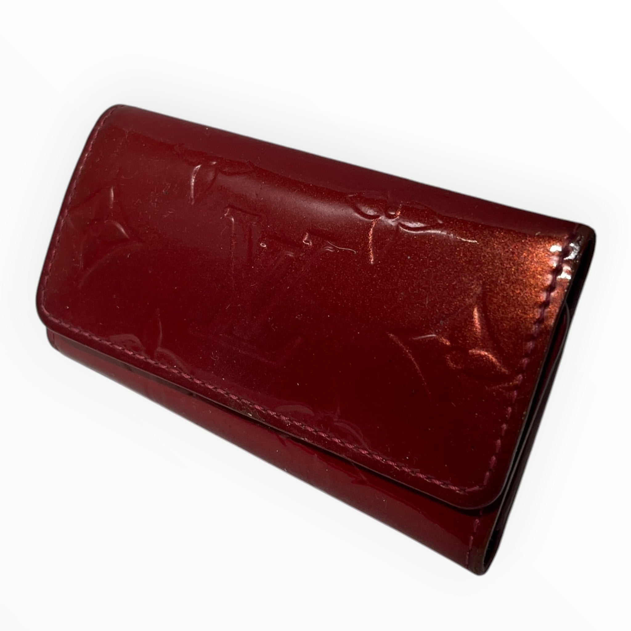 LOUIS VUITTON/Key Holder/Monogram/Leather/RED/L's/Vernis Leather Key Holder view 1