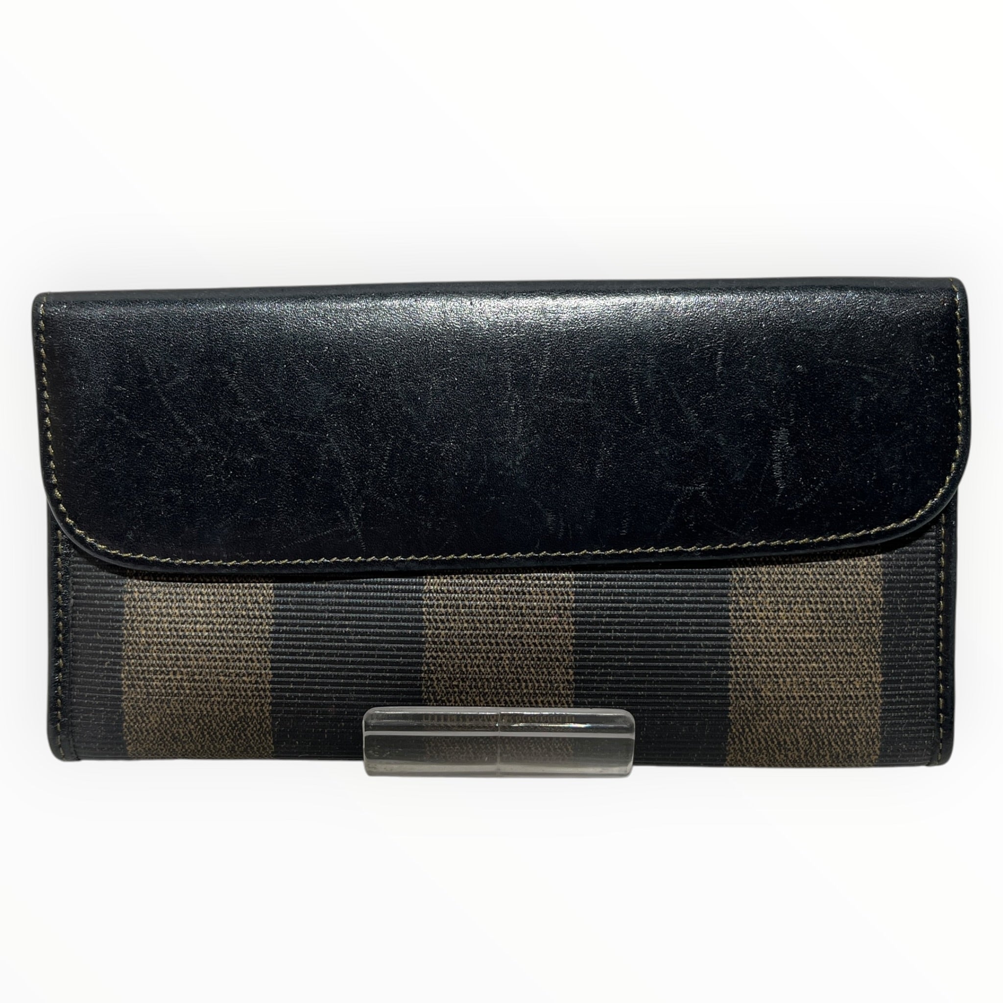 FENDI/Bifold Wallet/Stripe/BLK/L's/PEQUIN VINT BRWN STRIPE view 1