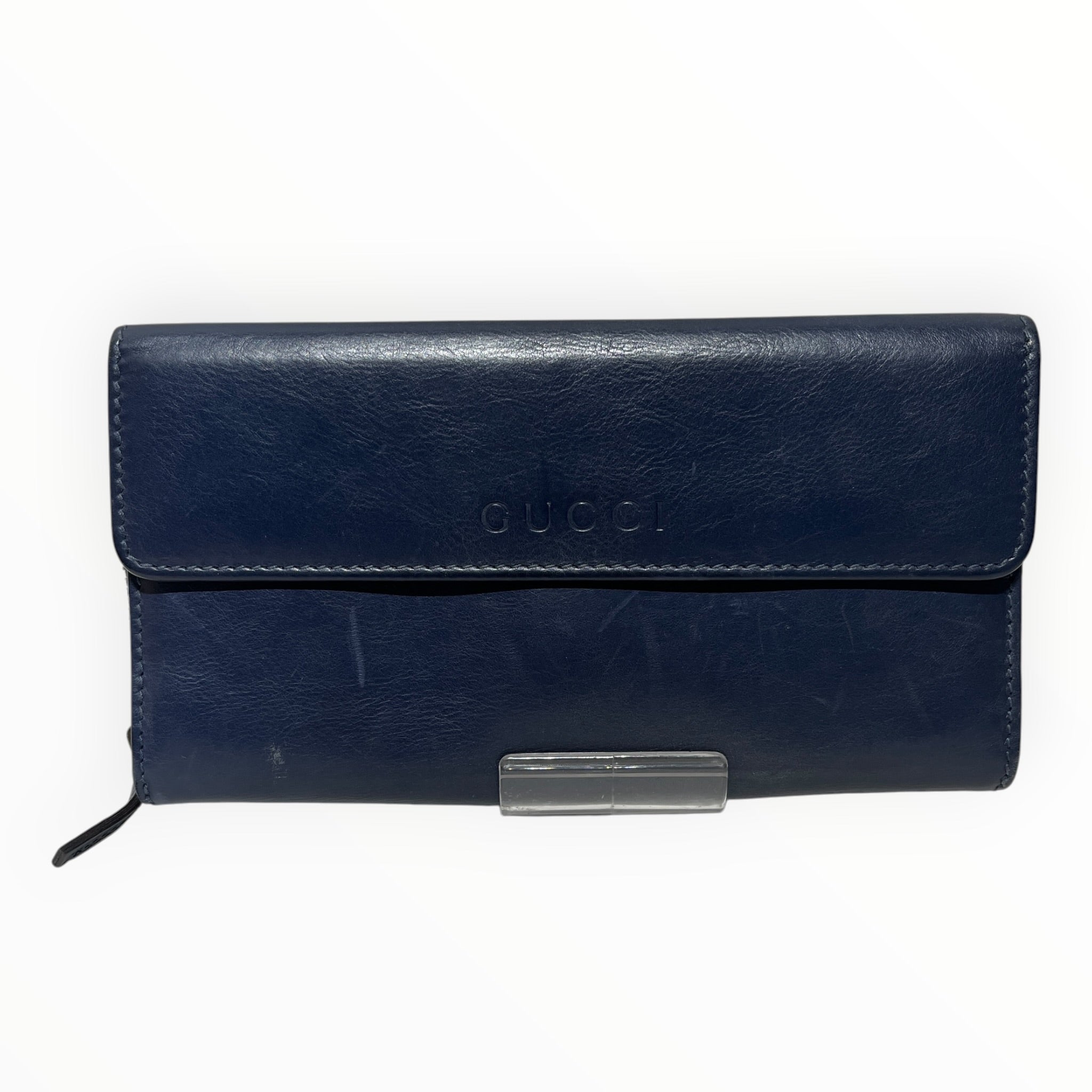 GUCCI/Long Wallet/Leather/NVY/L's/trifold microguccissima view 1