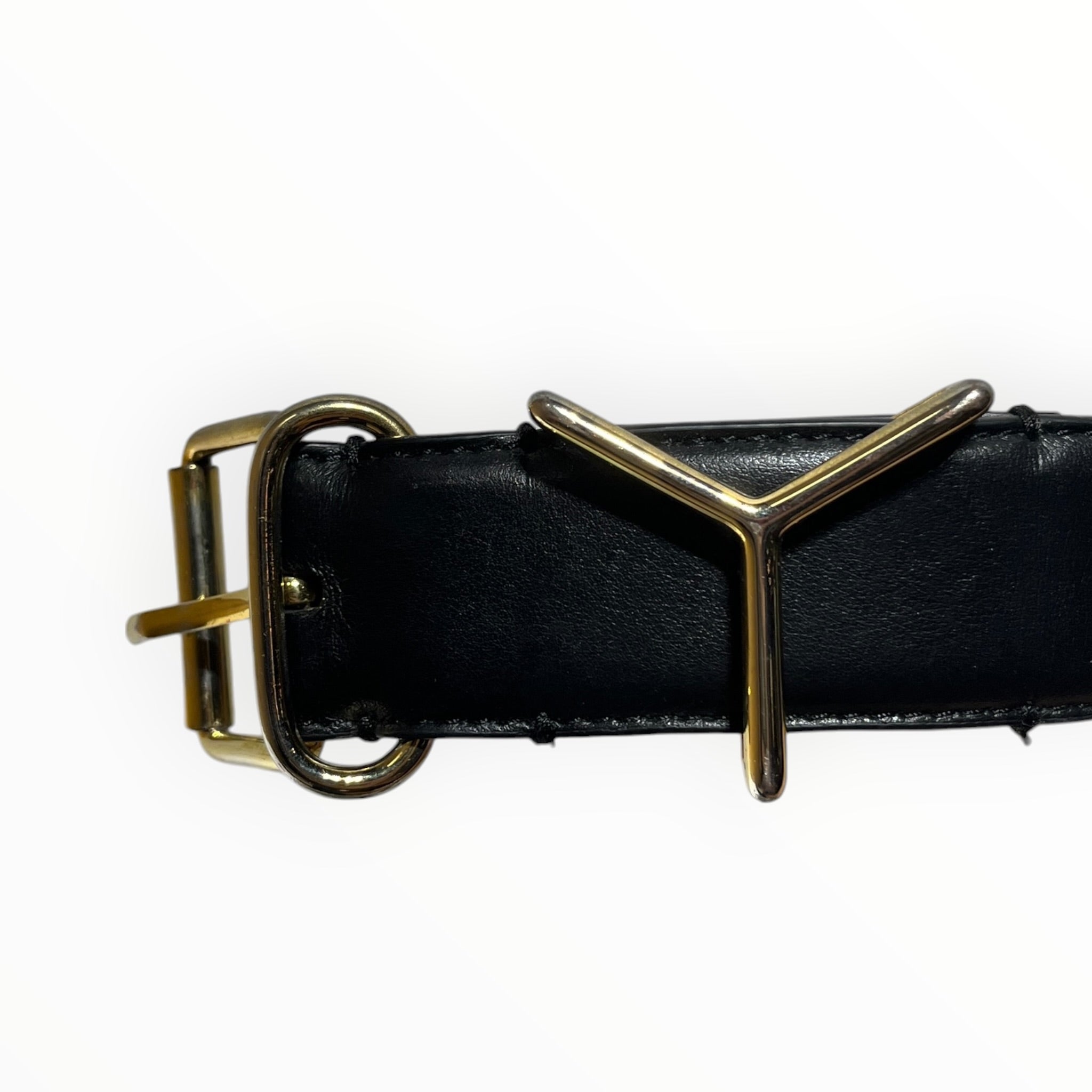 Y/PROJECT/Belt/Leather/BLK/M's/classic Y belt - gold view 3