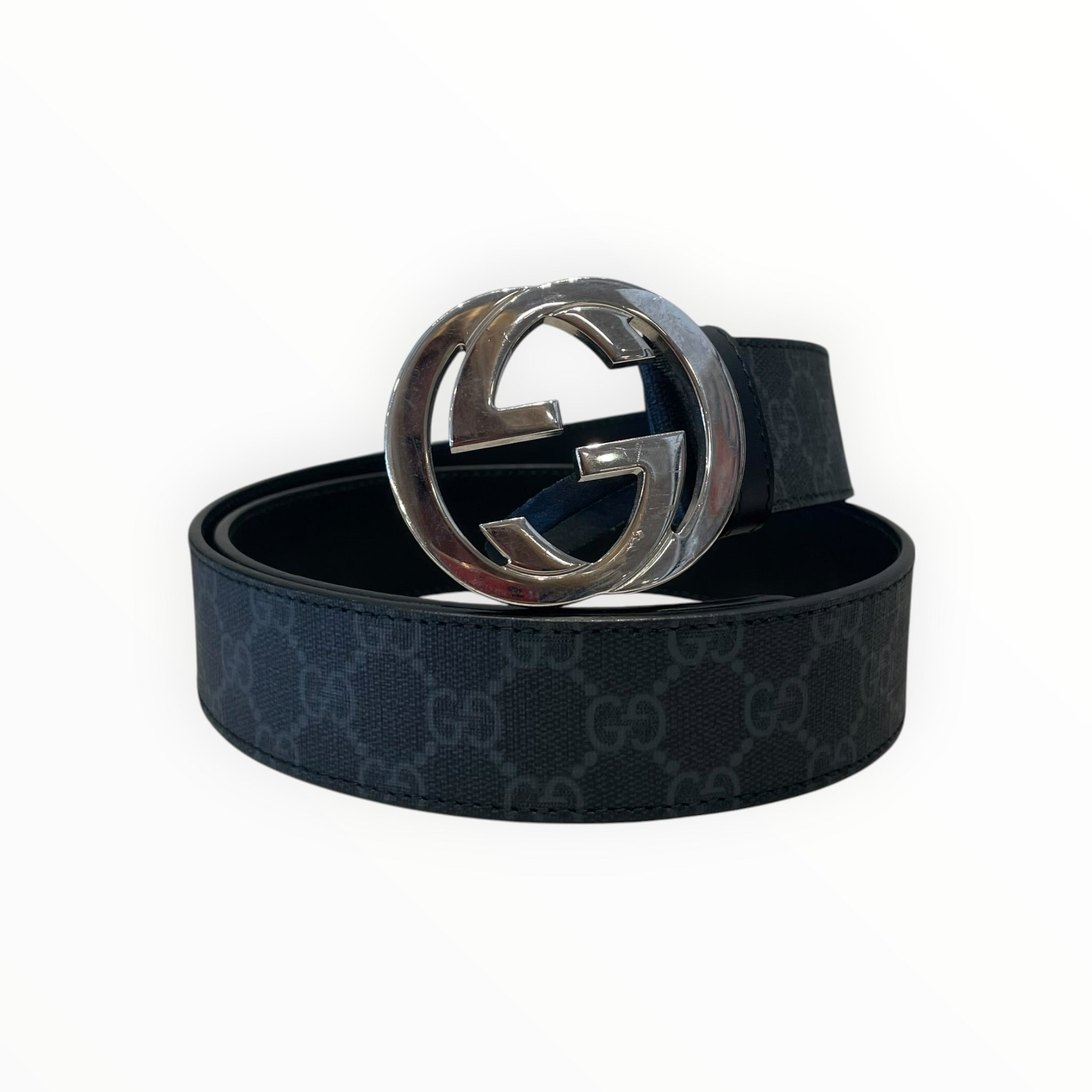 GUCCI/Belt/Monogram/Leather/BLK/M's/ view 1