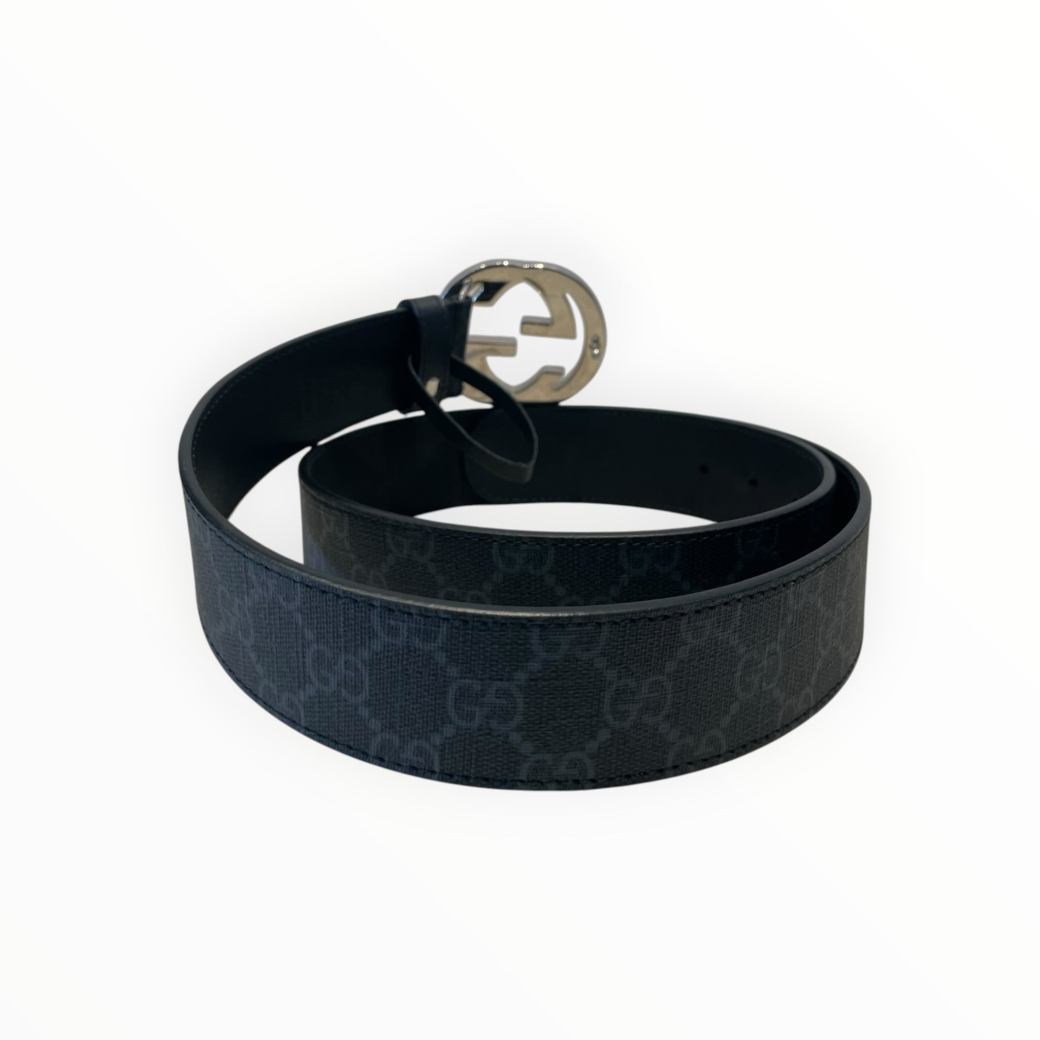 GUCCI/Belt/Monogram/Leather/BLK/M's/ view 2