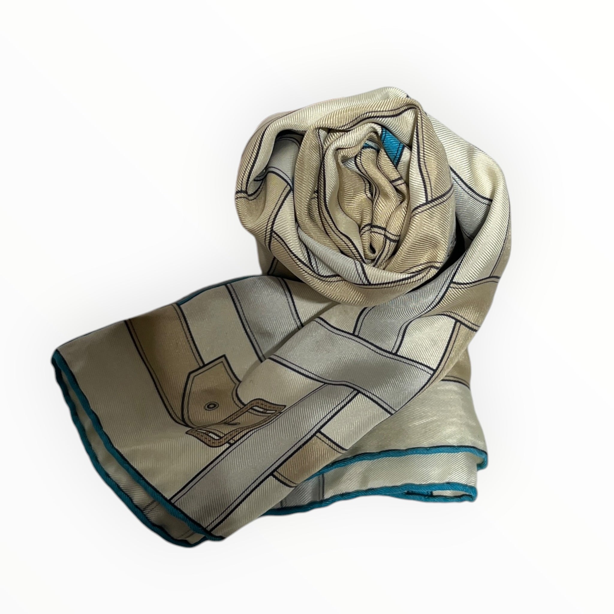 BURBERRY LONDON/Scarf/All Over Print/Silk/BLU/L's/BELT DESIGN PRINT view 1