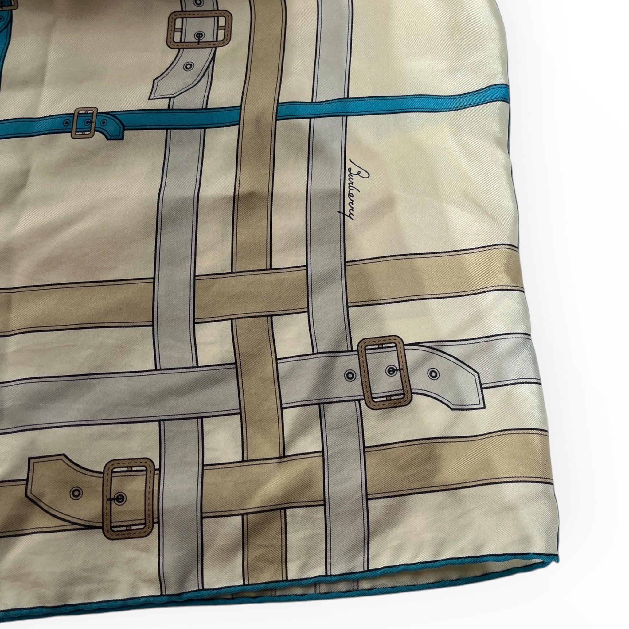 BURBERRY LONDON/Scarf/All Over Print/Silk/BLU/L's/BELT DESIGN PRINT view 2