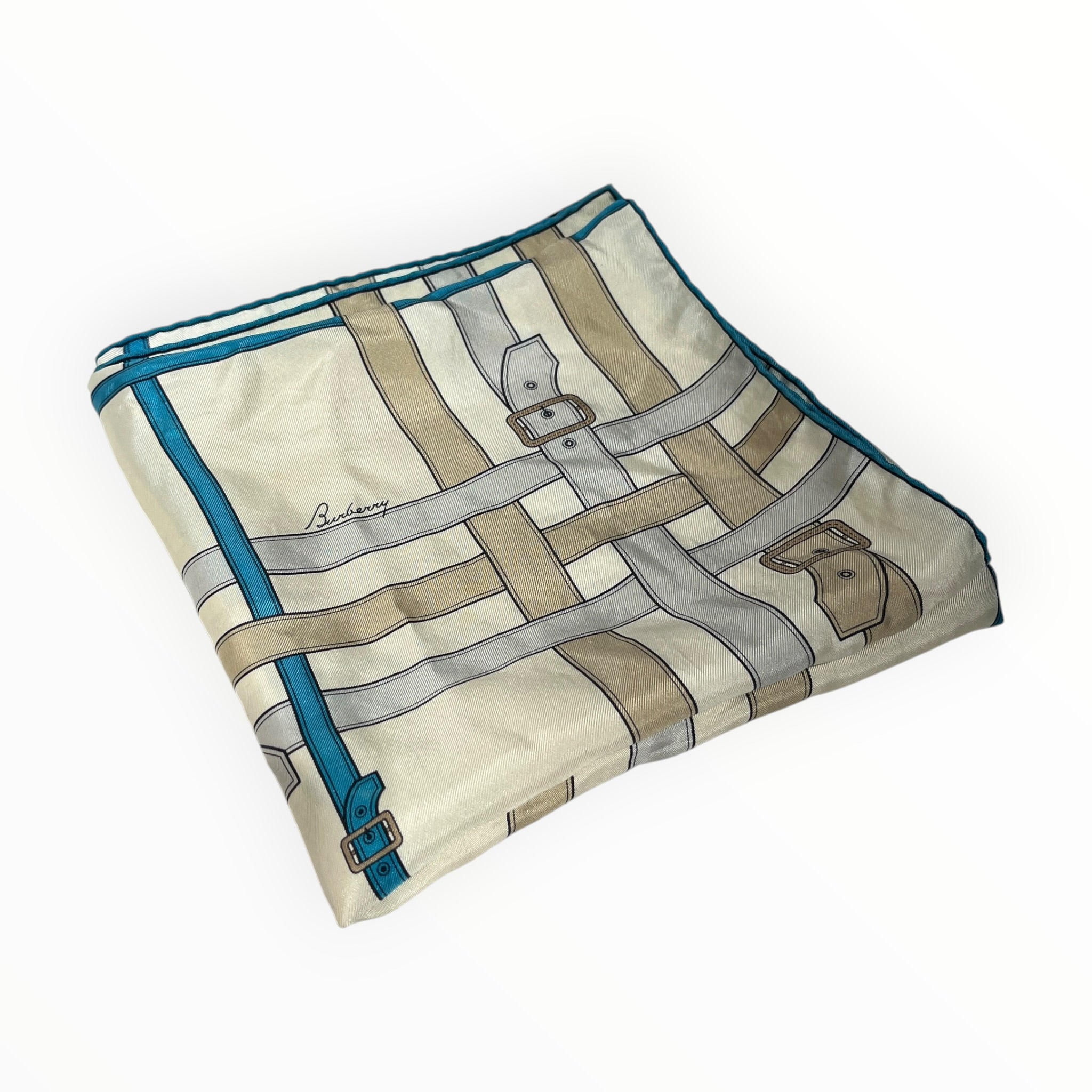BURBERRY LONDON/Scarf/All Over Print/Silk/BLU/L's/BELT DESIGN PRINT view 4