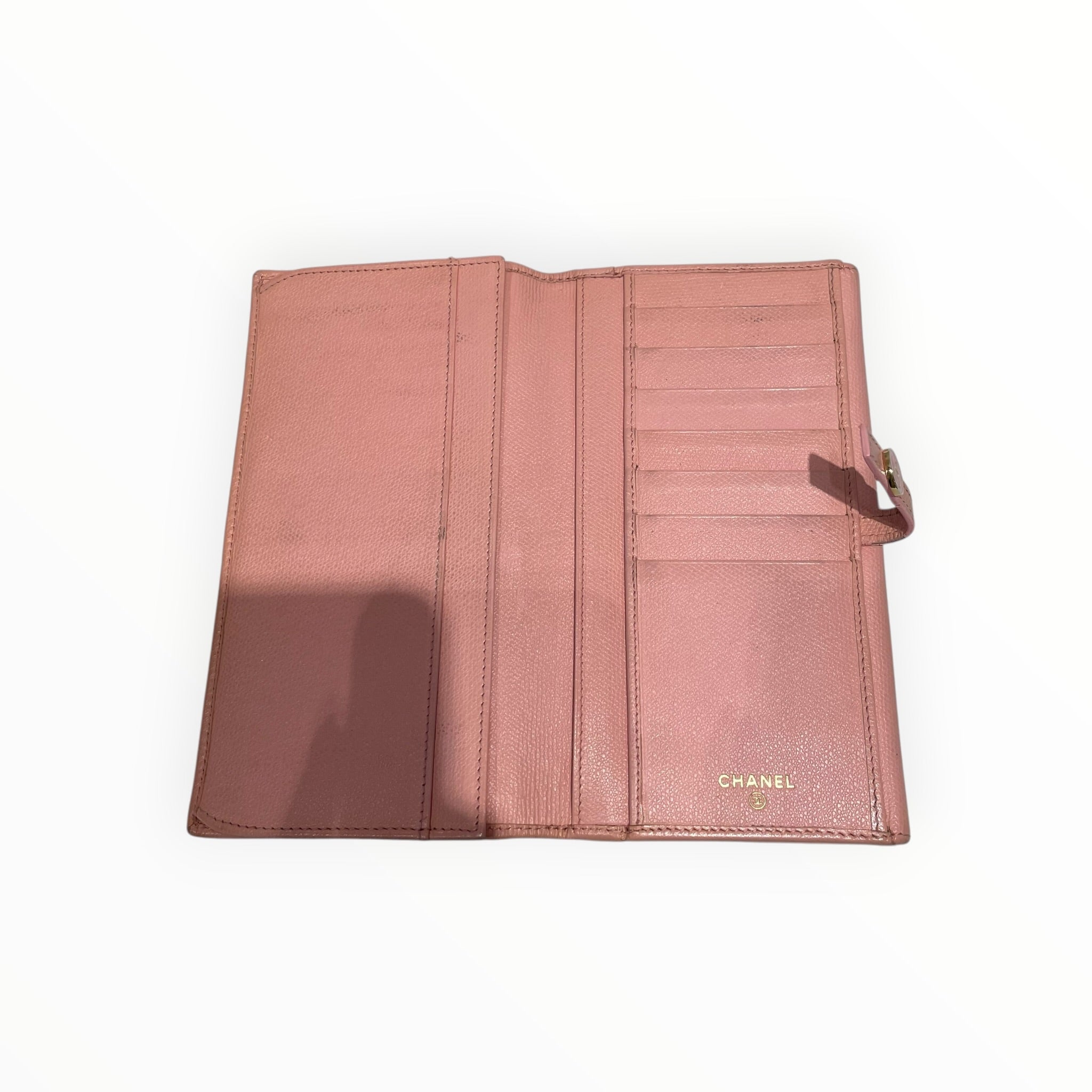 CHANEL/Long Wallet/Leather/PNK/L's/coco button view 4