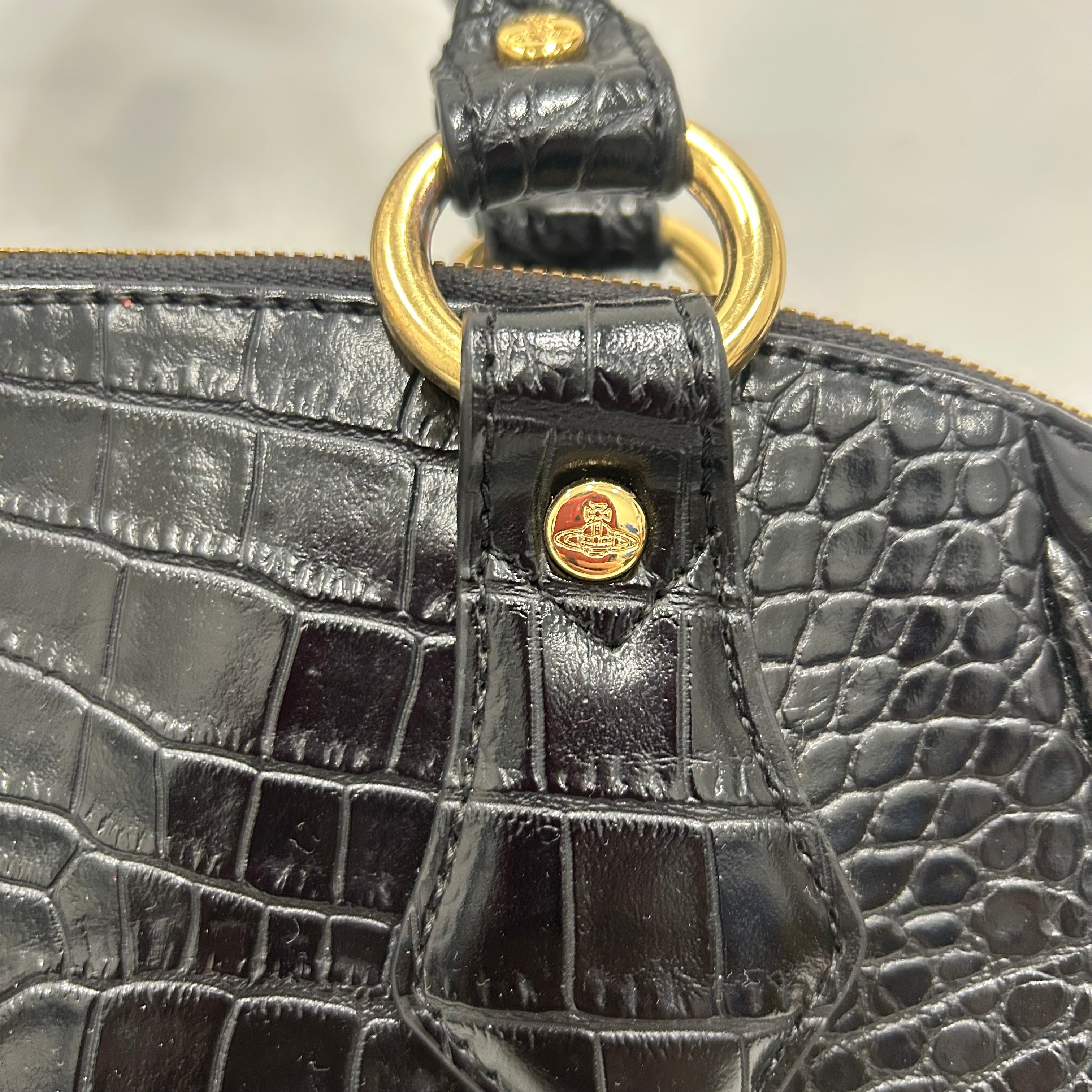 Vivienne Westwood/Hand Bag/Animal Pattern/Leather/BLK/Croc Embossed Chancery view 7