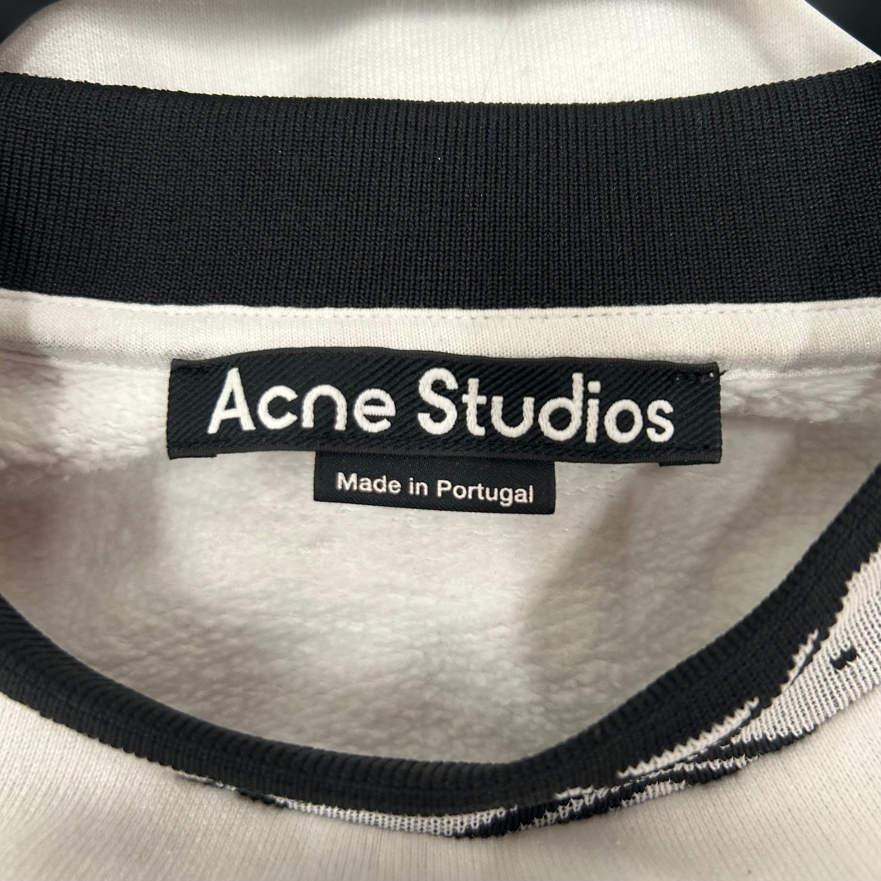 Acne Studios/Sweatshirt/M/WHT/Pullover/patterned collar, white logo view 3