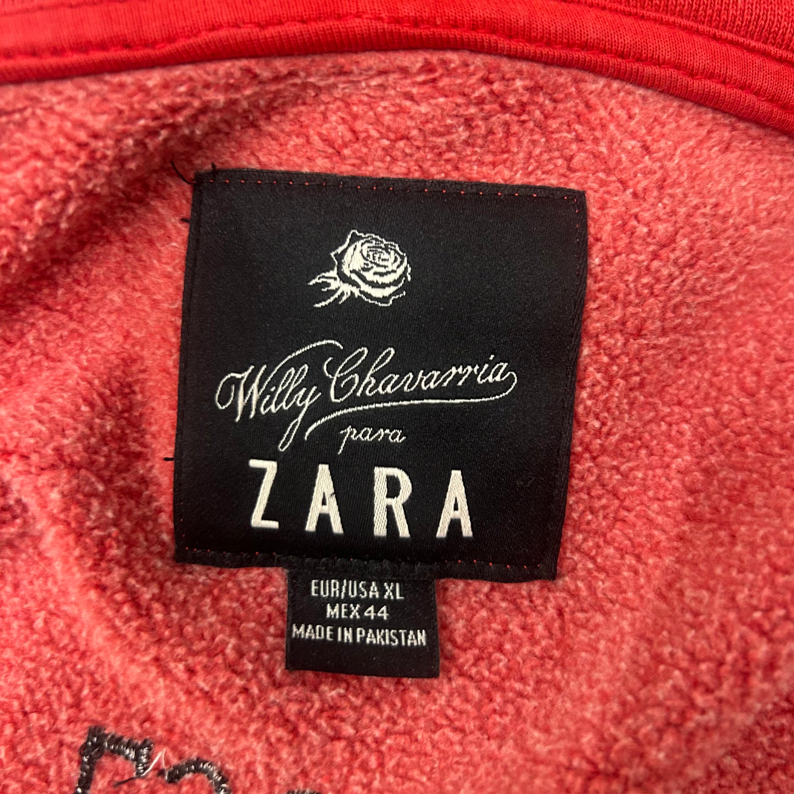 ZARA/WILLY CHAVARRIA/Zip Up Hoodie/XL/Cotton/RED/Oversize/ view 5
