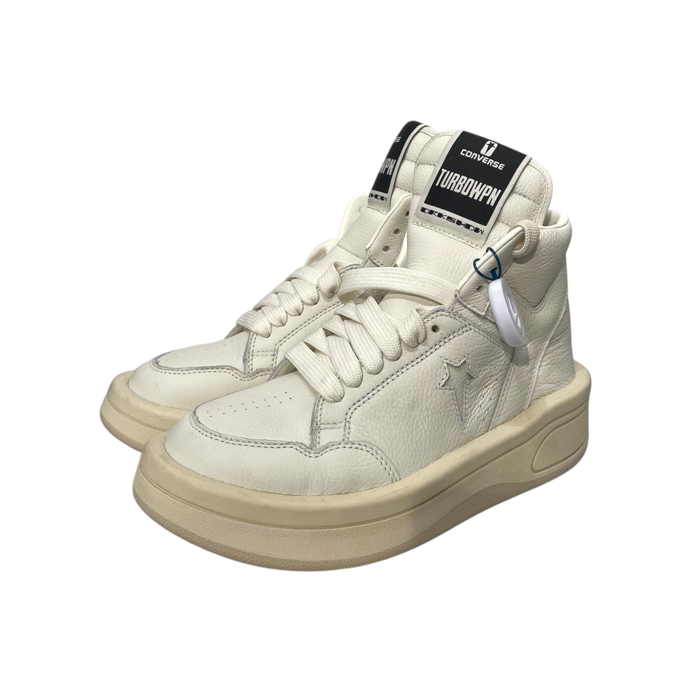 CONVERSE/Hi-Sneakers/US 5.5/Leather/WHT/rickowens collab view 1