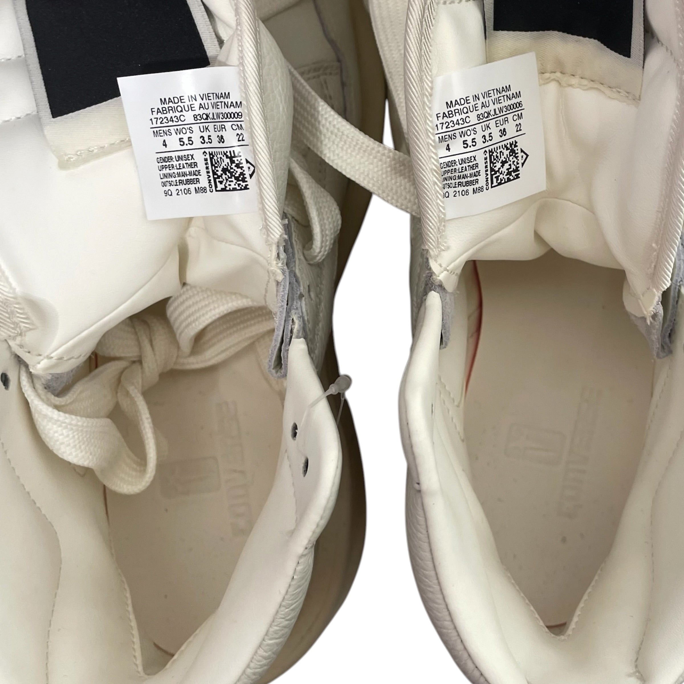 CONVERSE/Hi-Sneakers/US 5.5/Leather/WHT/rickowens collab view 5