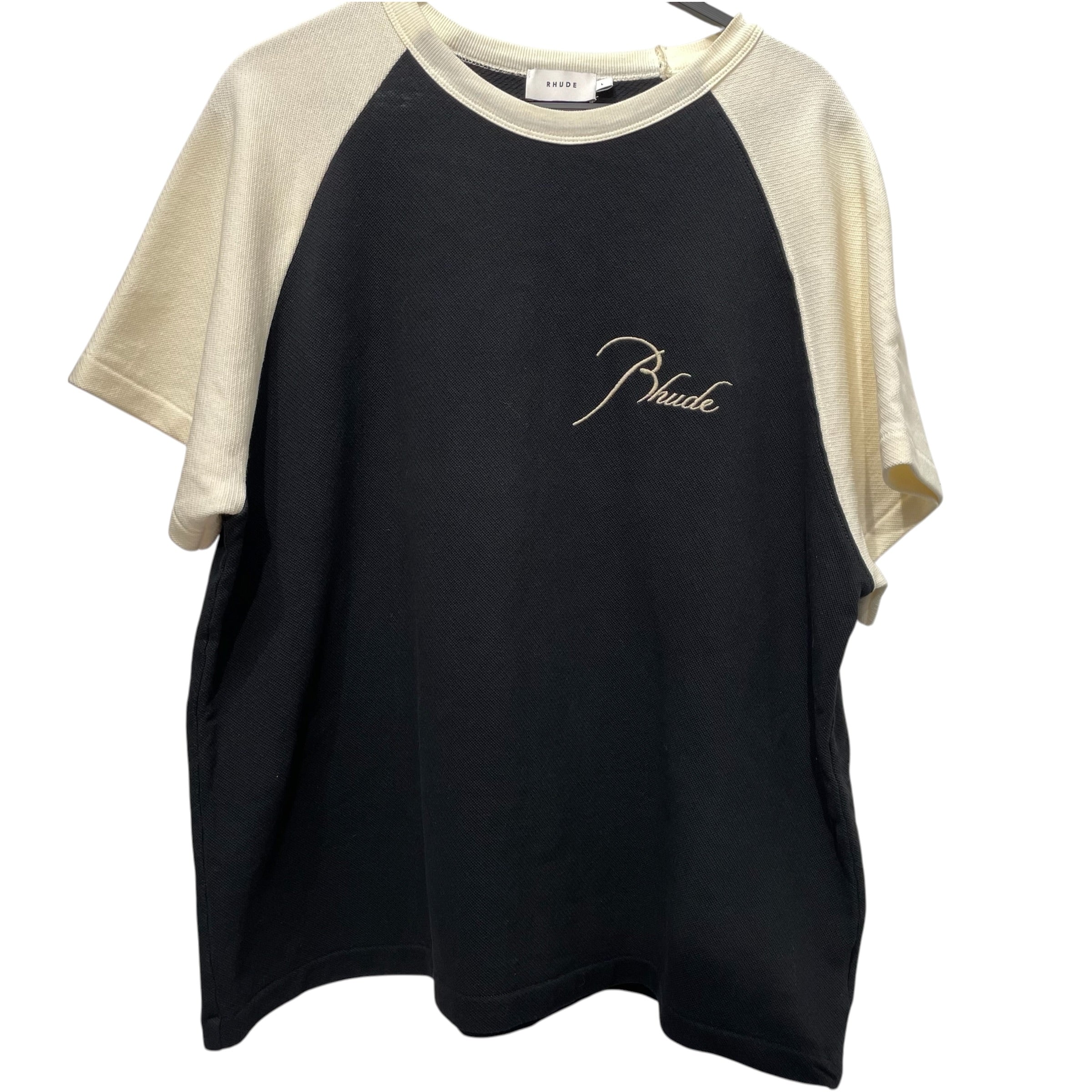 RHUDE/T-Shirt/L/Cotton/BLK/pique raglan tshirt view 1