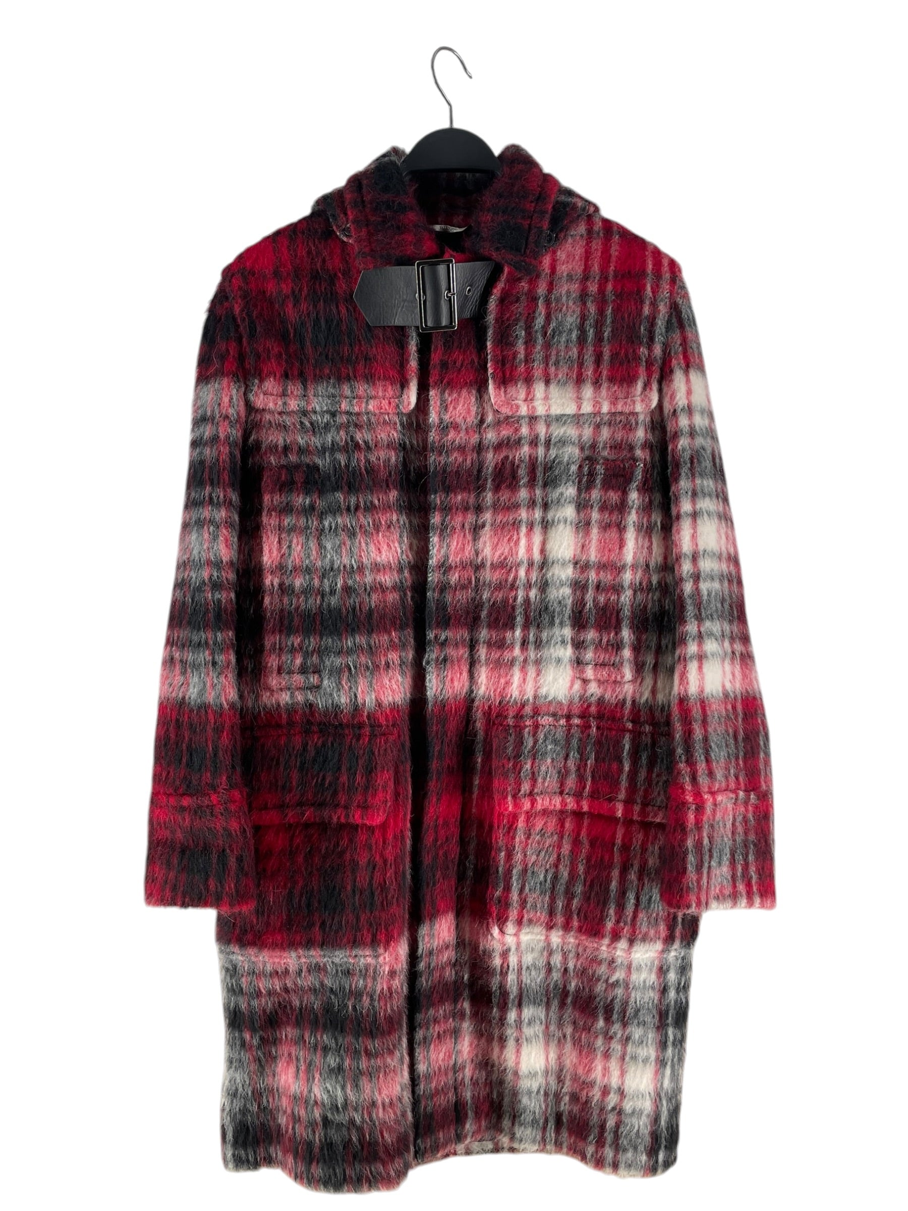 VALENTINO/Coat/46/Wool/RED/Plaid/2016 WHITE RED WOOL LONG COAT view 1