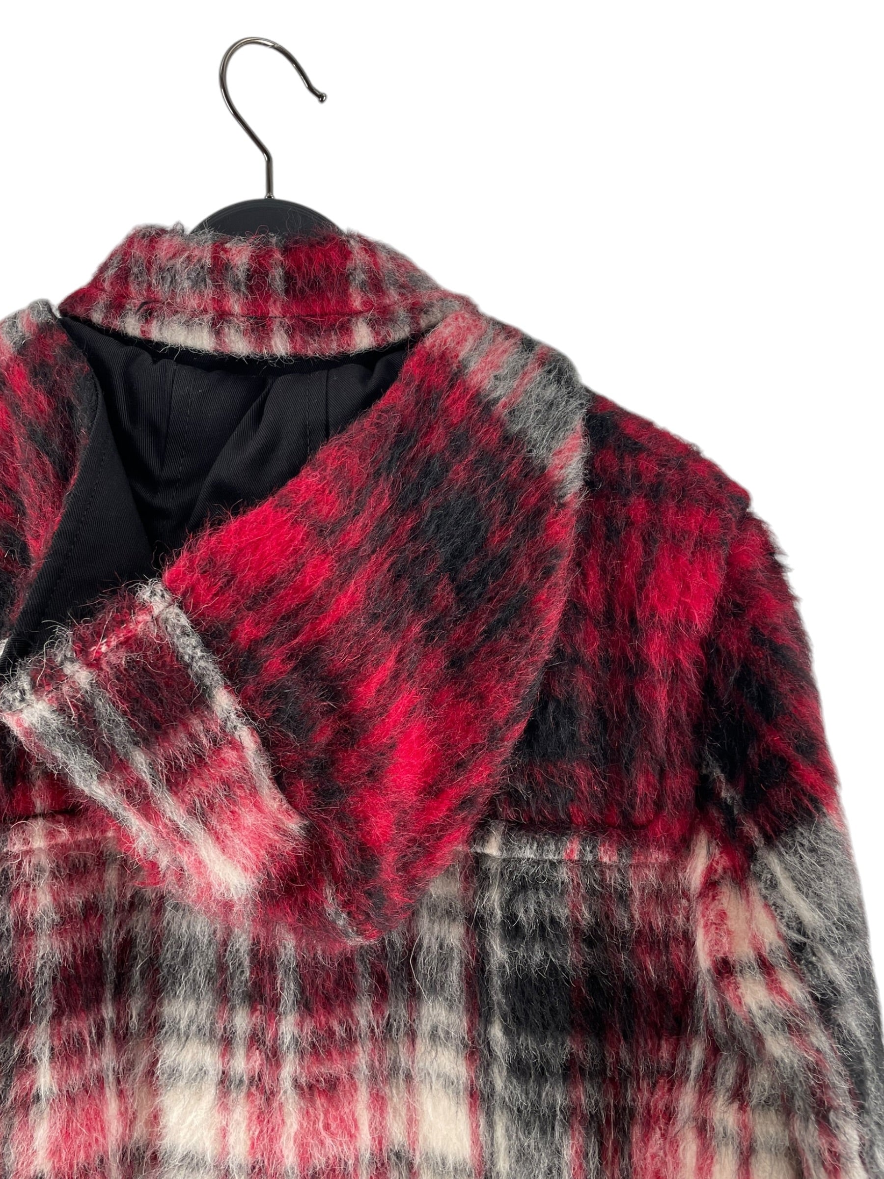 VALENTINO/Coat/46/Wool/RED/Plaid/2016 WHITE RED WOOL LONG COAT view 4