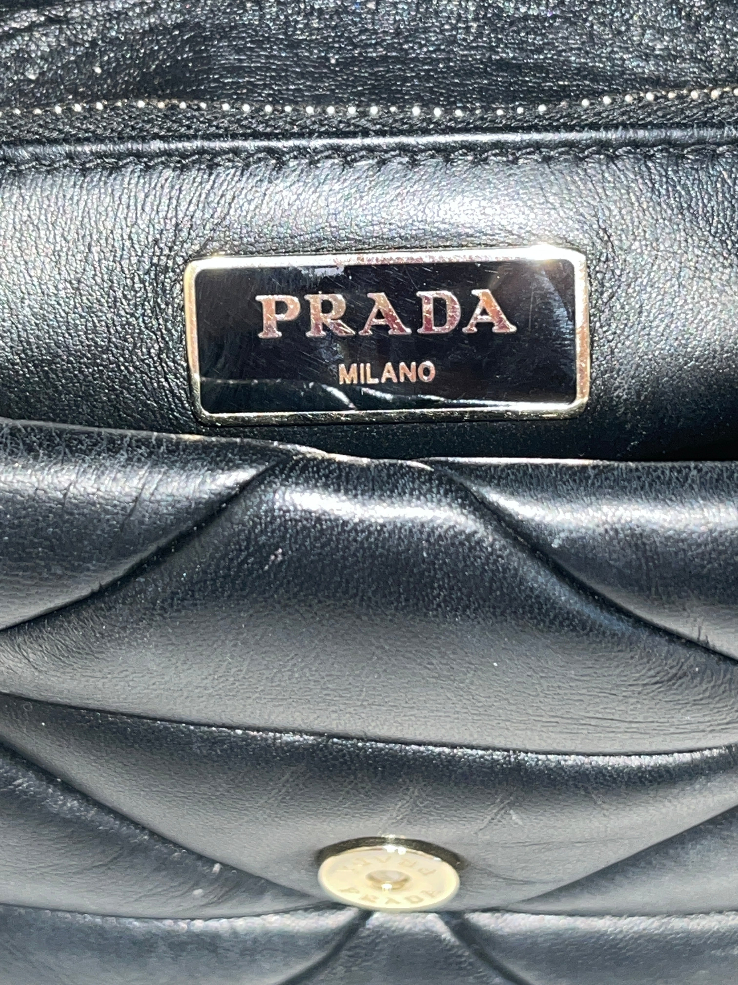 PRADA/Cross Body Bag/Leather/BLK/SYSTEM QUILTED NAPPA LEATHER F view 5