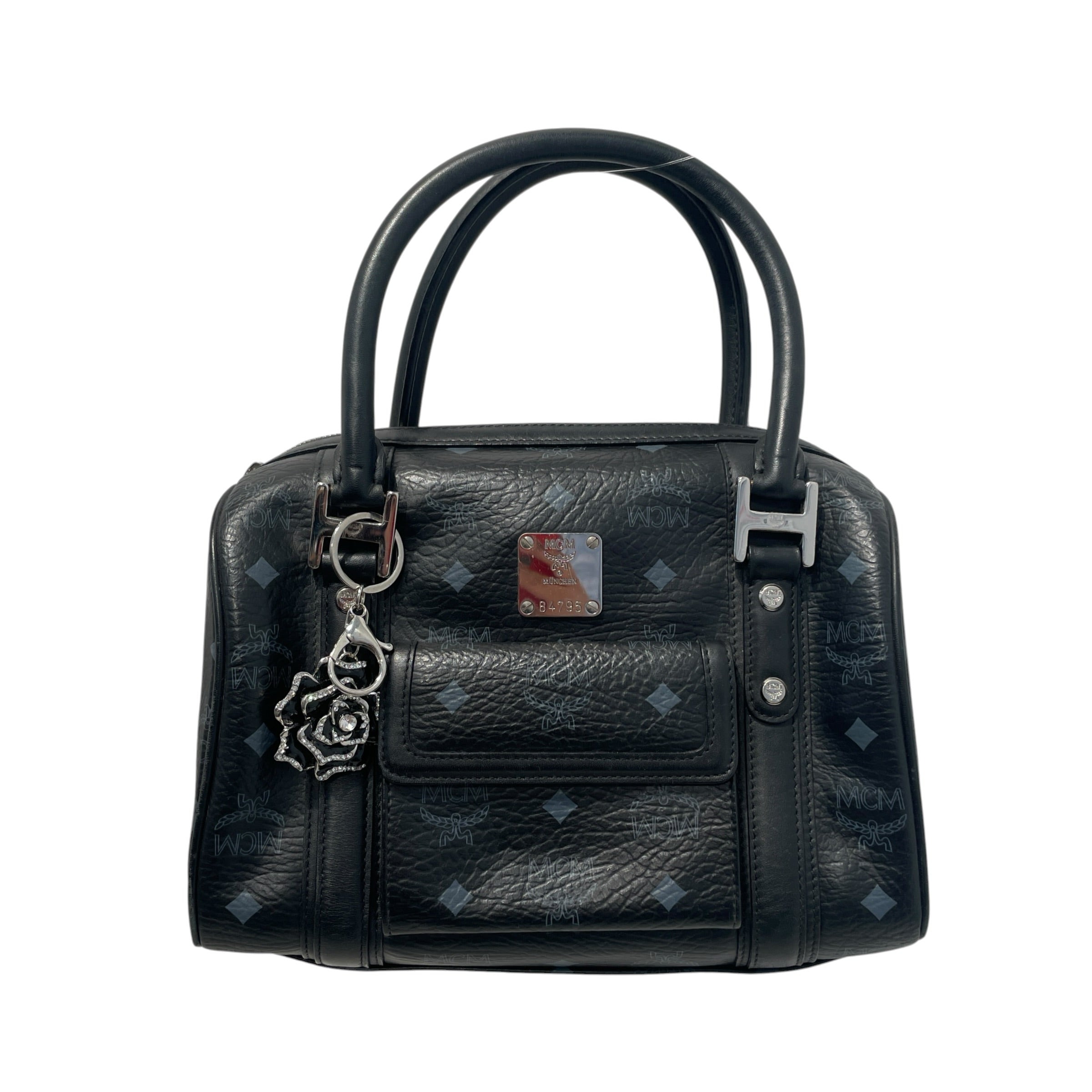 MCM/Boston Bag/Monogram/Leather/BLK/Visetos Boston Silver-Tone Bag view 1