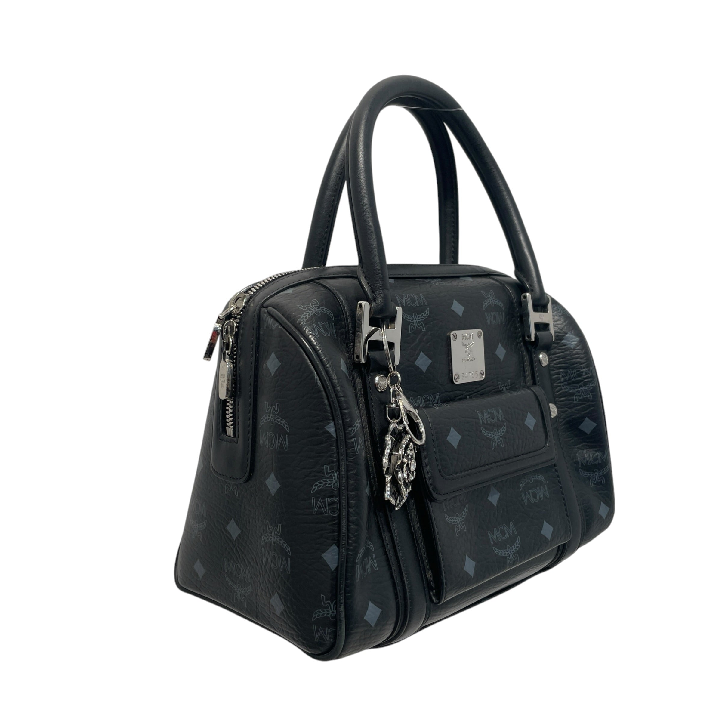 MCM/Boston Bag/Monogram/Leather/BLK/Visetos Boston Silver-Tone Bag view 2
