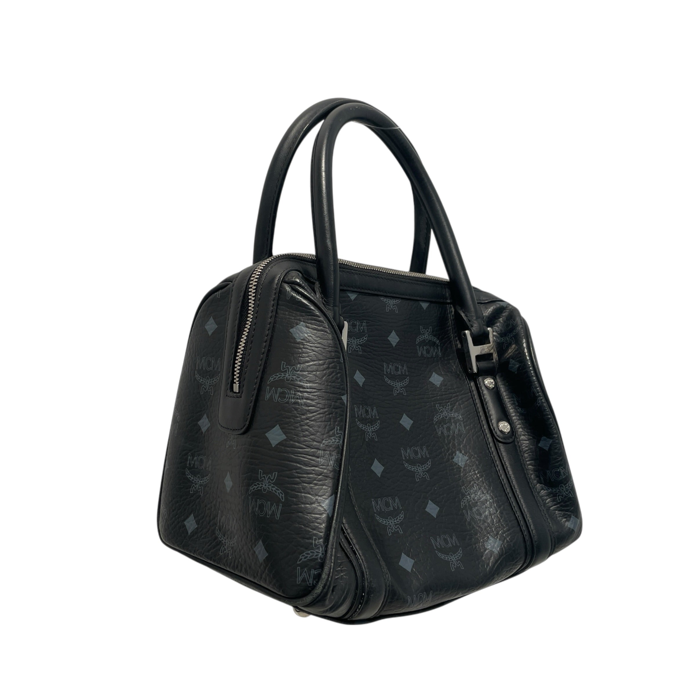 MCM/Boston Bag/Monogram/Leather/BLK/Visetos Boston Silver-Tone Bag view 4