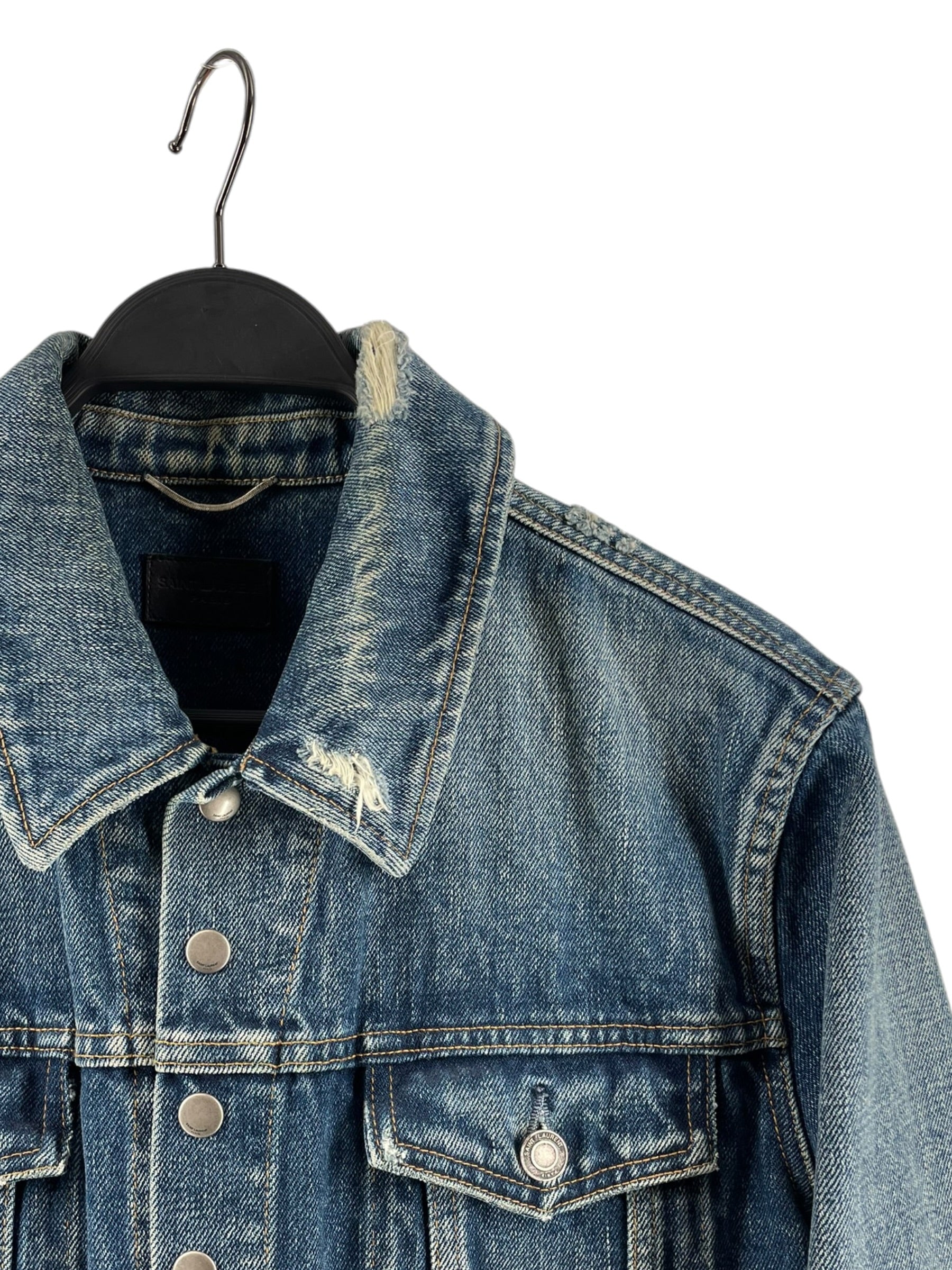 YVES SAINT LAURENT/Denim Jkt/L/Denim/BLU/DZ27 57286 DISTRESSED ON CLLR view 3