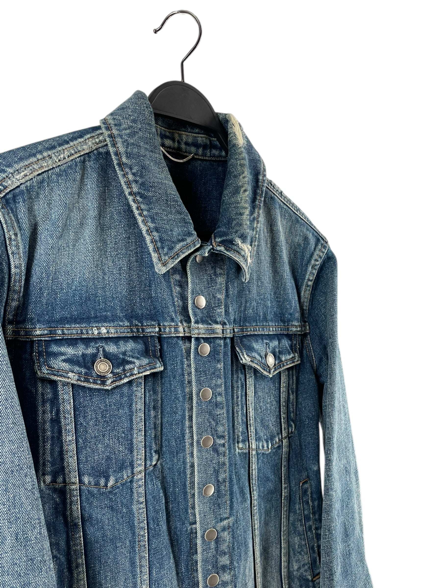 YVES SAINT LAURENT/Denim Jkt/L/Denim/BLU/DZ27 57286 DISTRESSED ON CLLR view 6