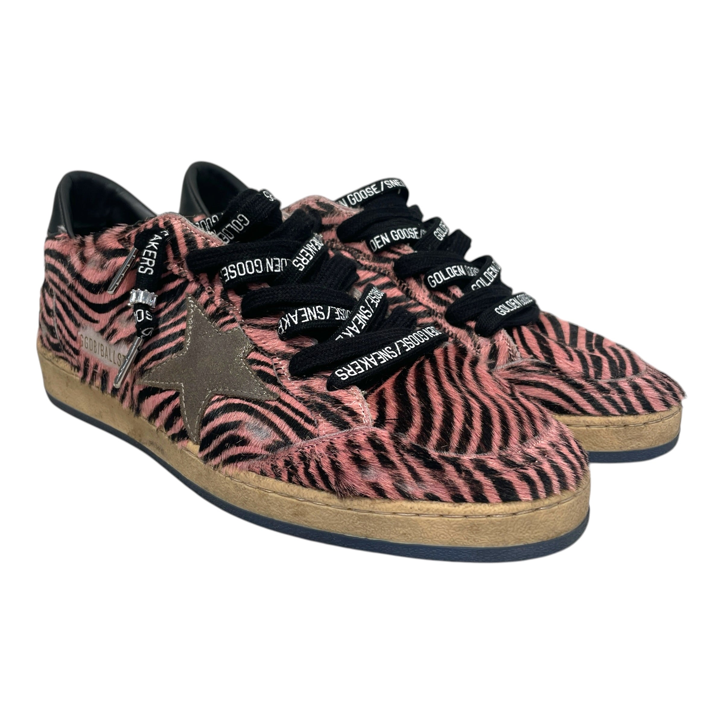 GOLDEN GOOSE/Low-Sneakers/EU 43/Animal Pattern/Fake Fur/PNK/Straight Tip/Zebra Ponyhair Ballstar view 1