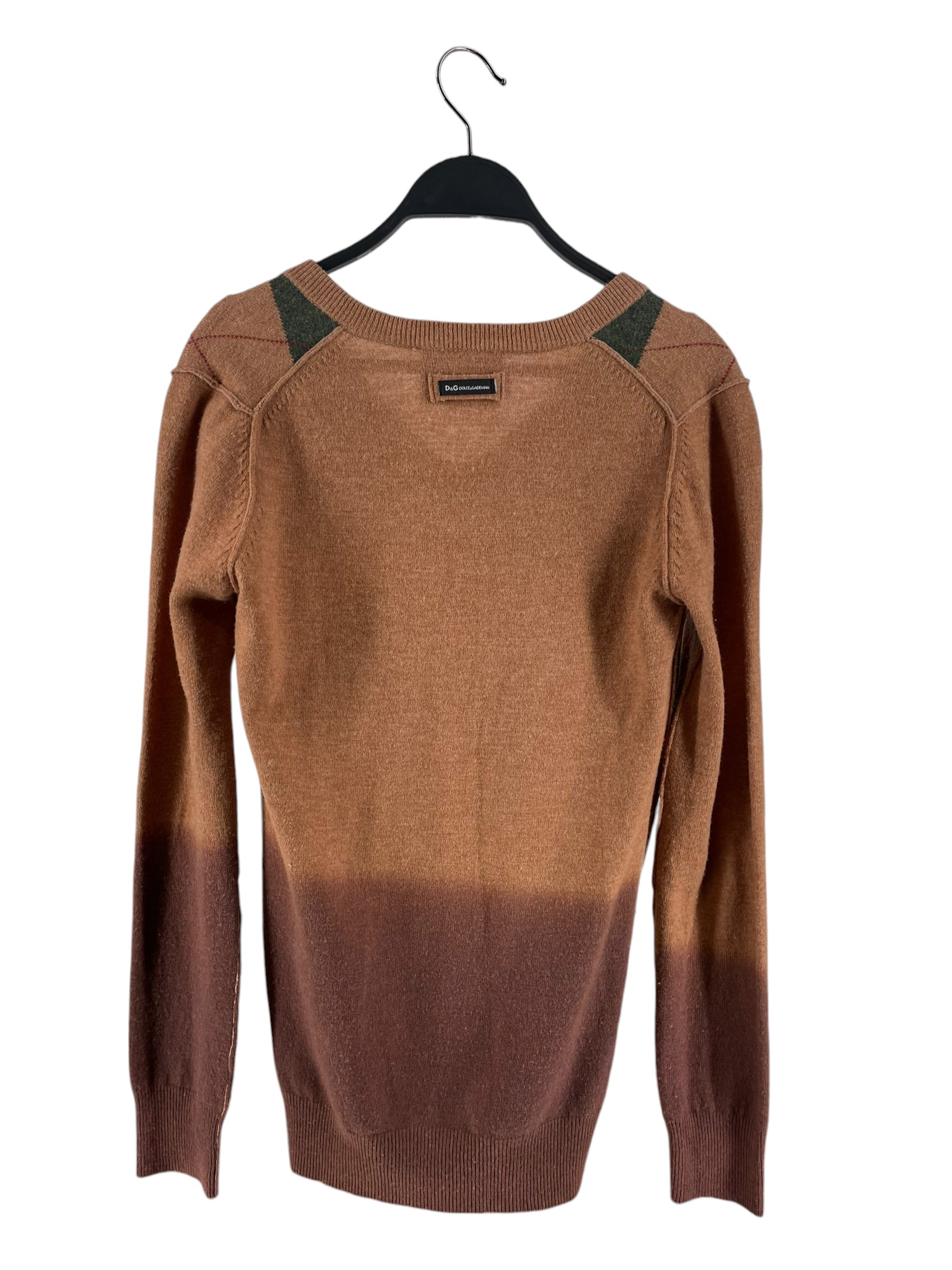 DOLCE&GABBANA/Sweater/M/All Over Print/Wool/BEG/V NECK ARGYLE FADE view 2