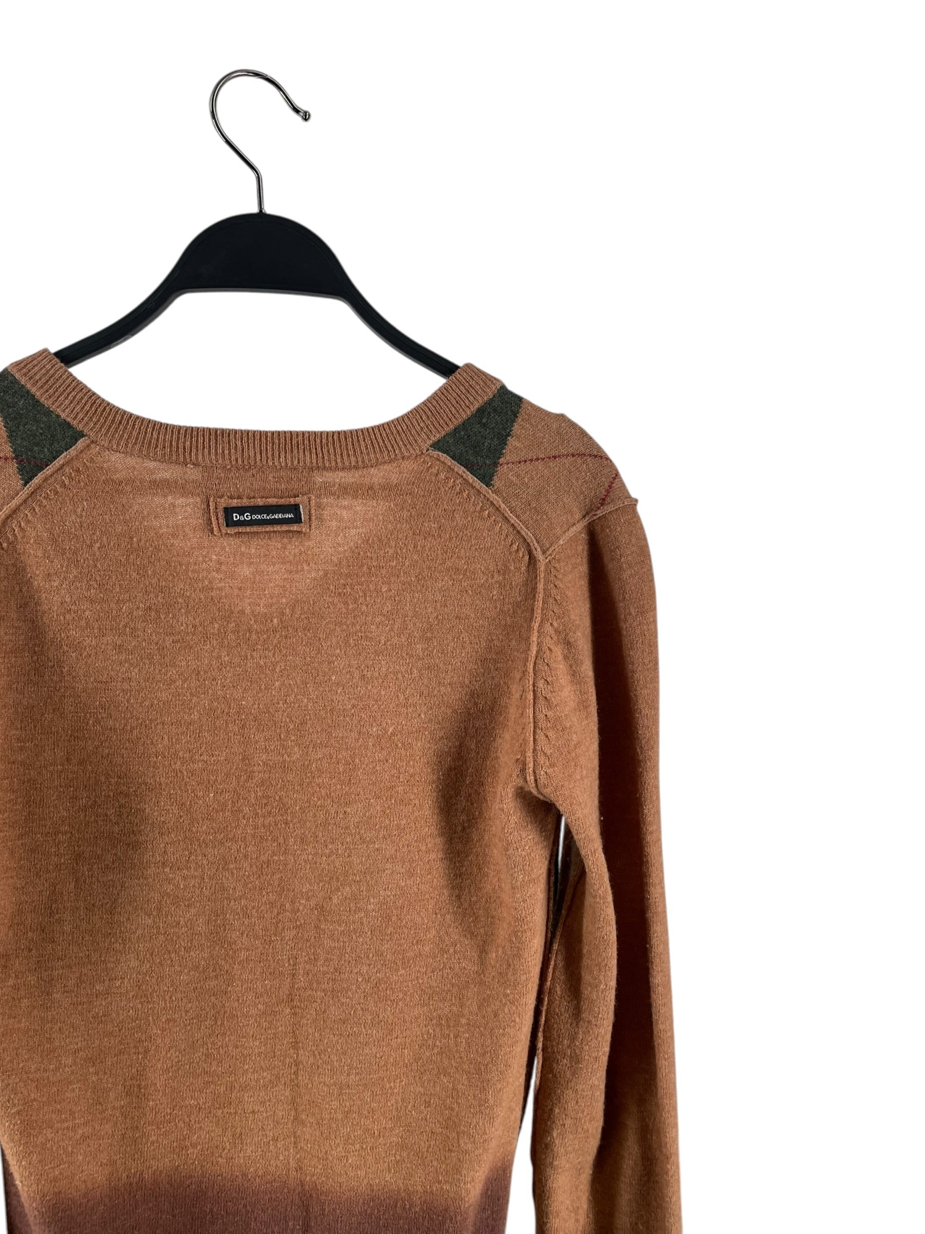 DOLCE&GABBANA/Sweater/M/All Over Print/Wool/BEG/V NECK ARGYLE FADE view 4