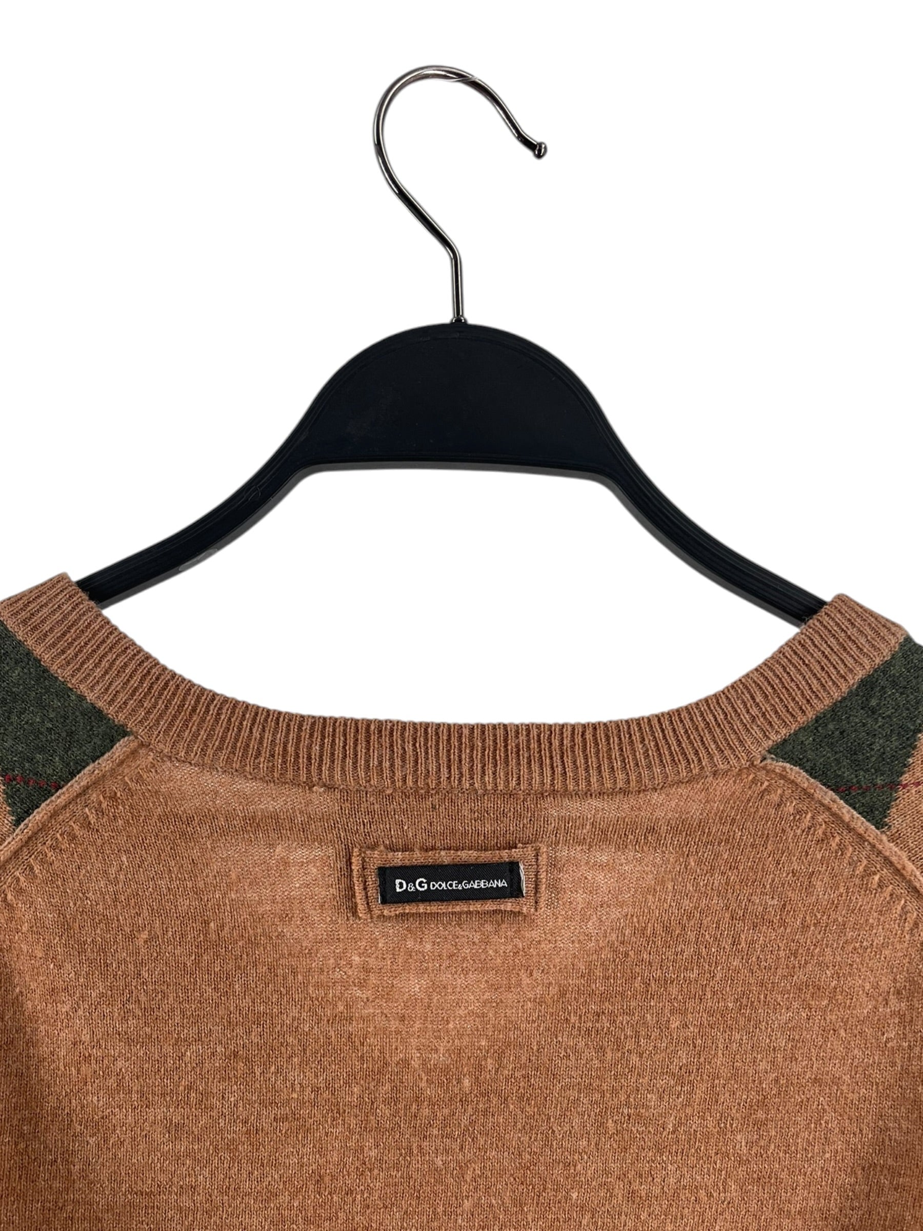 DOLCE&GABBANA/Sweater/M/All Over Print/Wool/BEG/V NECK ARGYLE FADE view 5