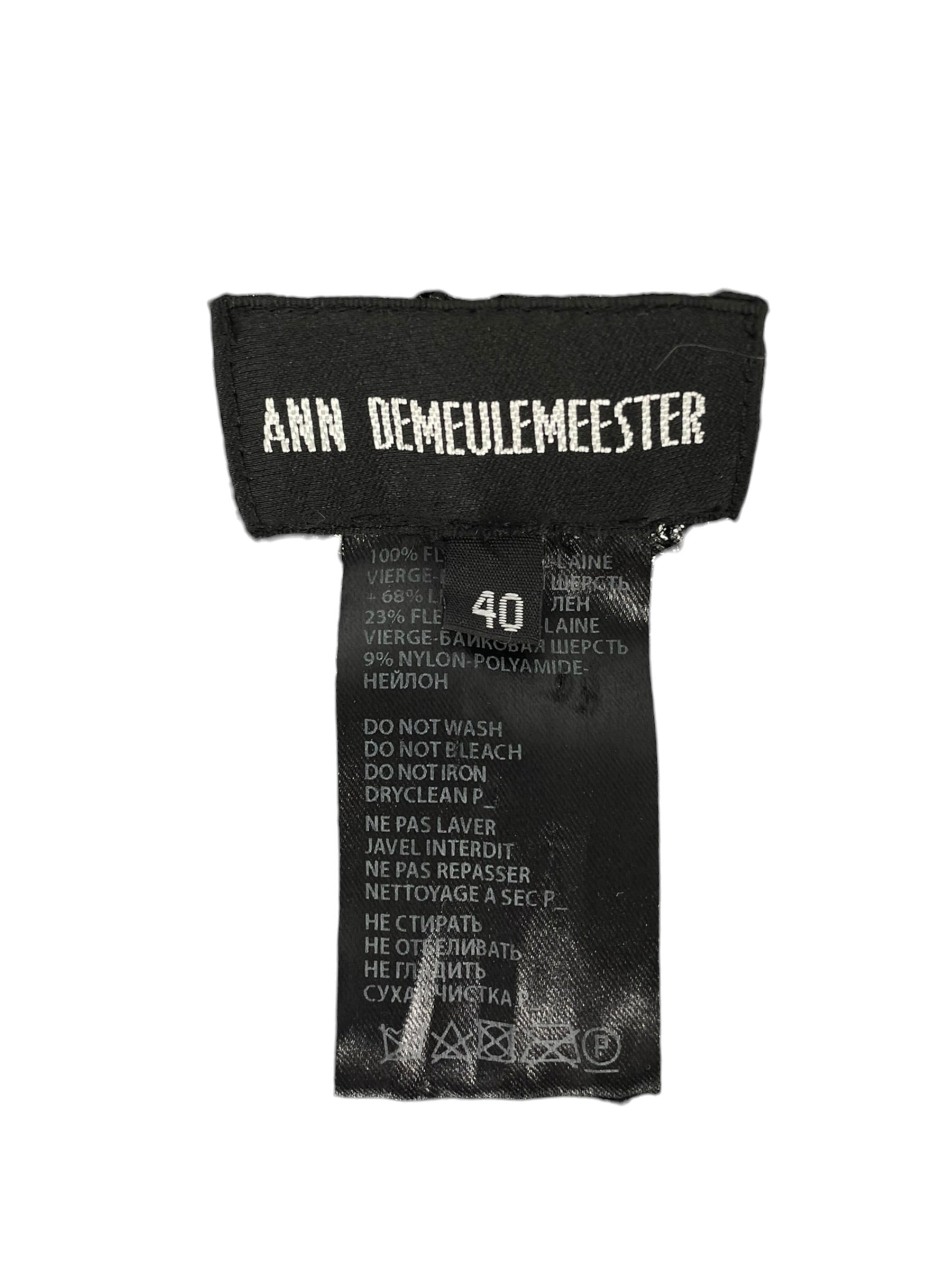 ANN DEMEULEMEESTER/Cropped Pants/40/Border/Wool/BLK/SLV CROW FLAP WAISTTIE TROUSER view 5